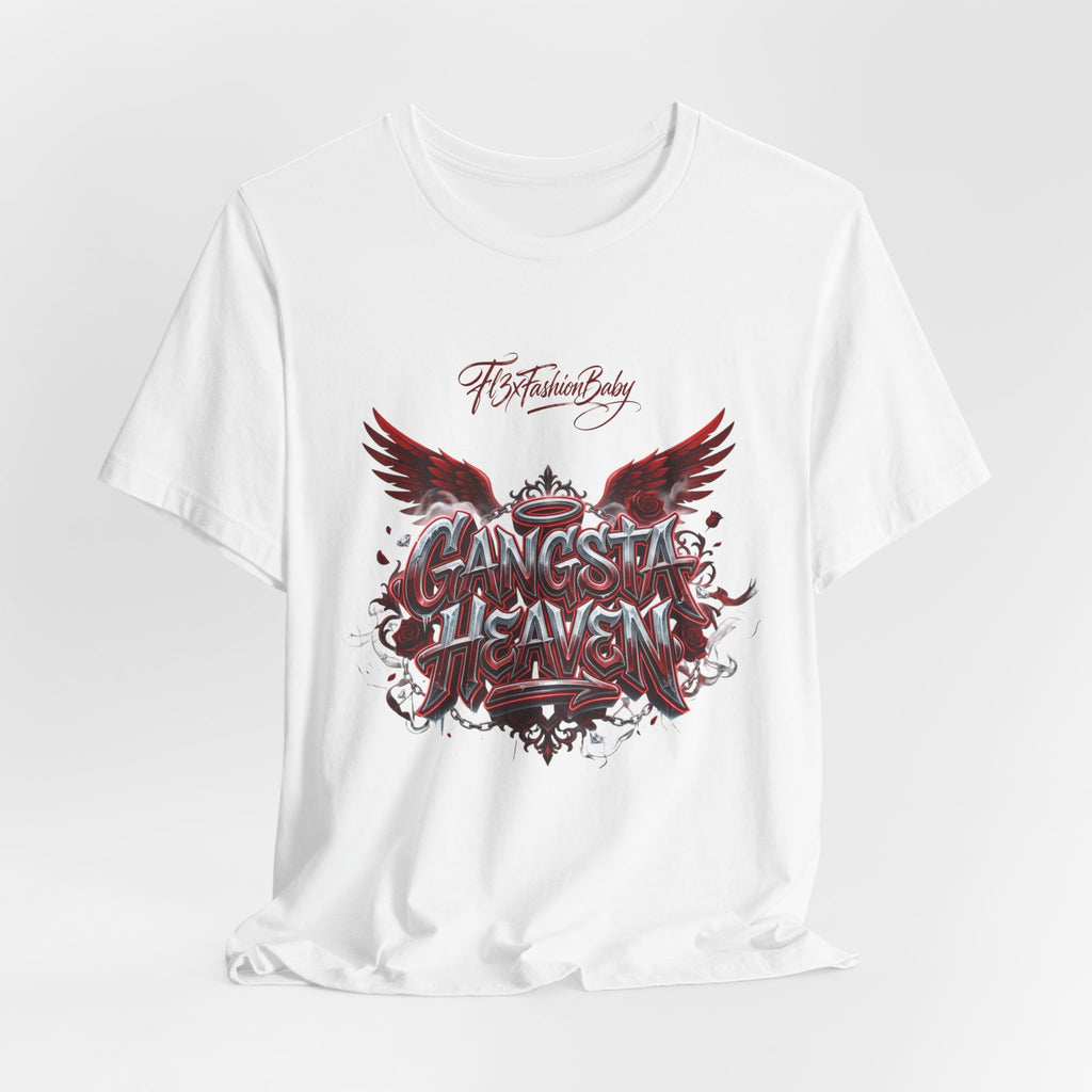 Gangsta Heaven Graphic Tee — Urban Winged Script T-Shirt