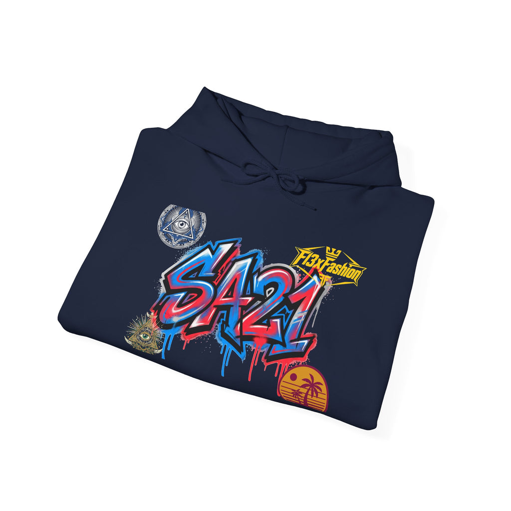 Graffiti S421 Hoodie — Retro Streetwear Graphic Pullover