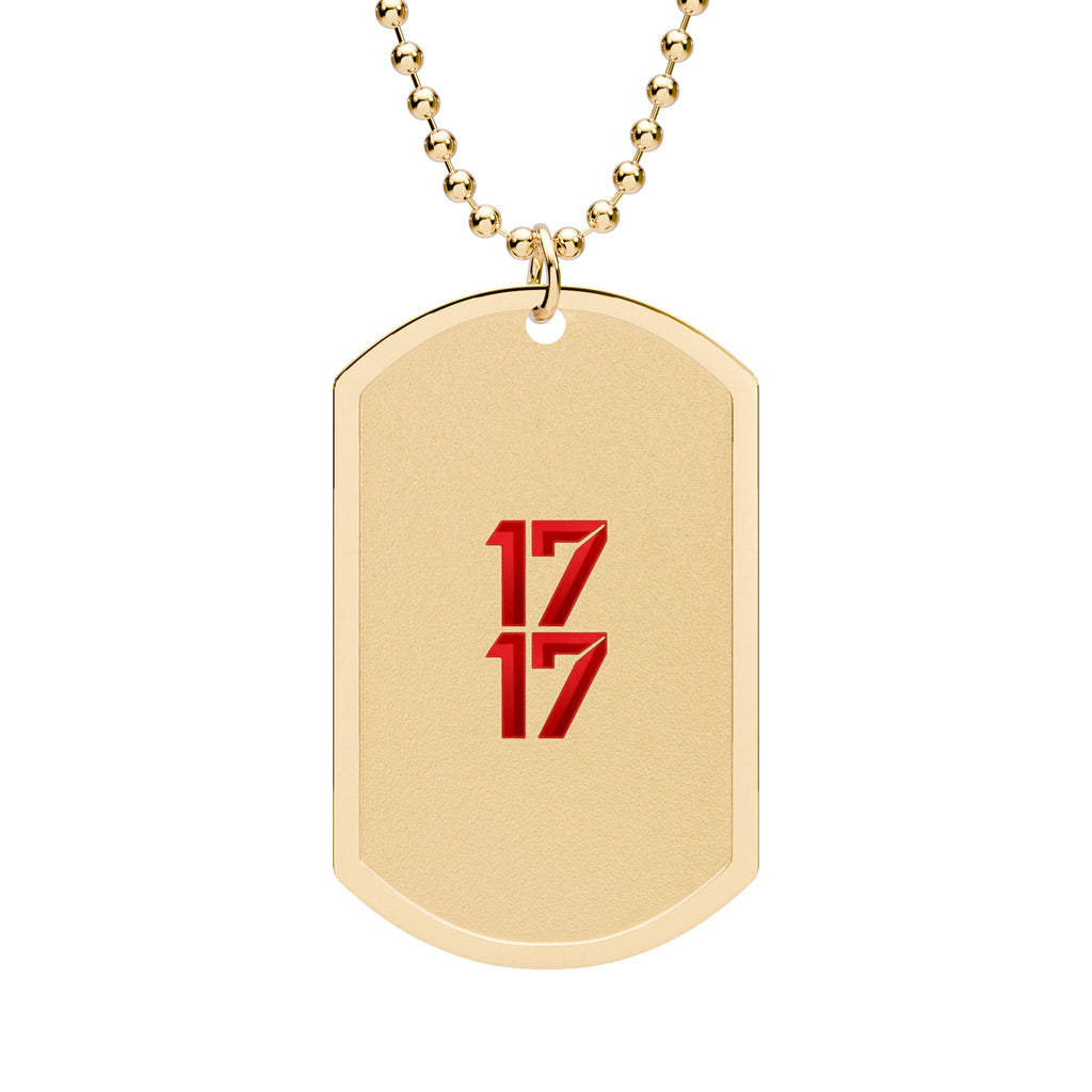 Dog Tag Necklace — Red "17 17" Number Military-Style Pendant