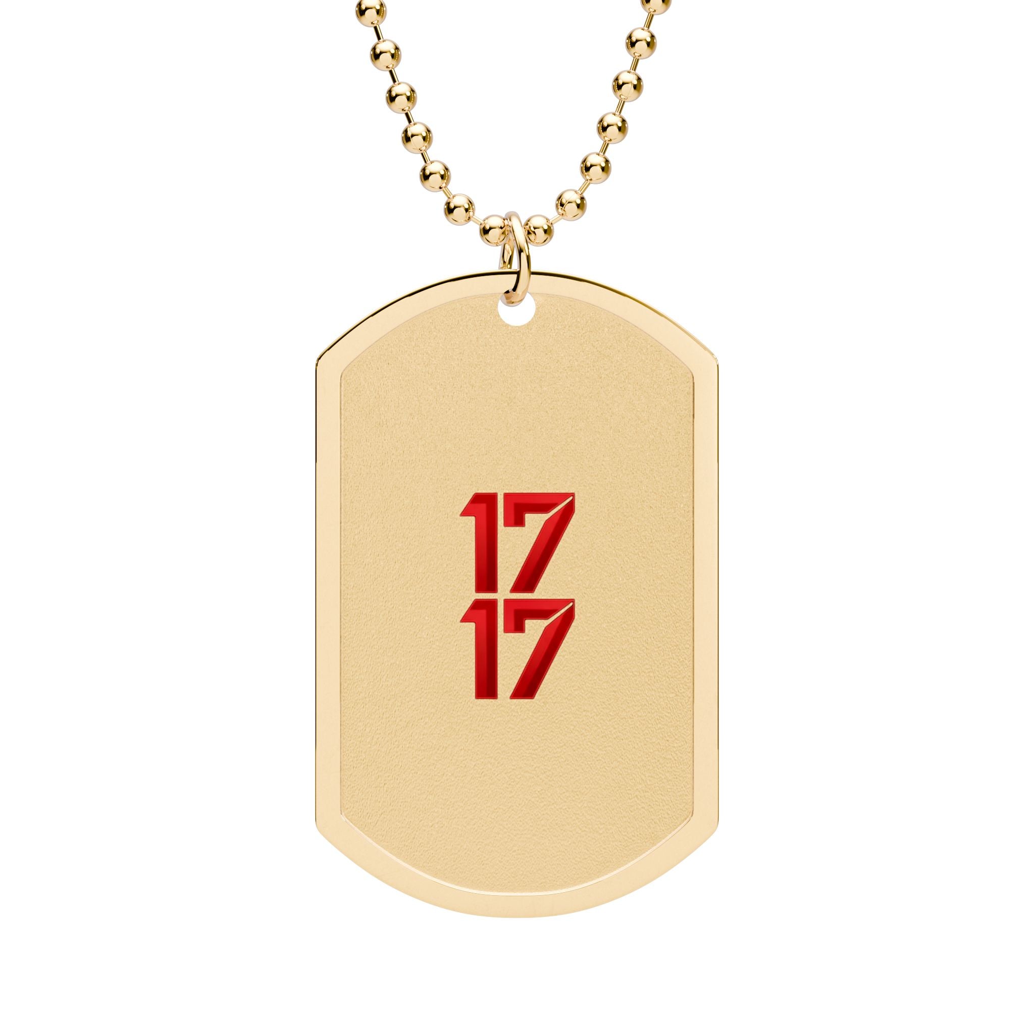 Dog Tag Necklace — Red "17 17" Number Military-Style Pendant