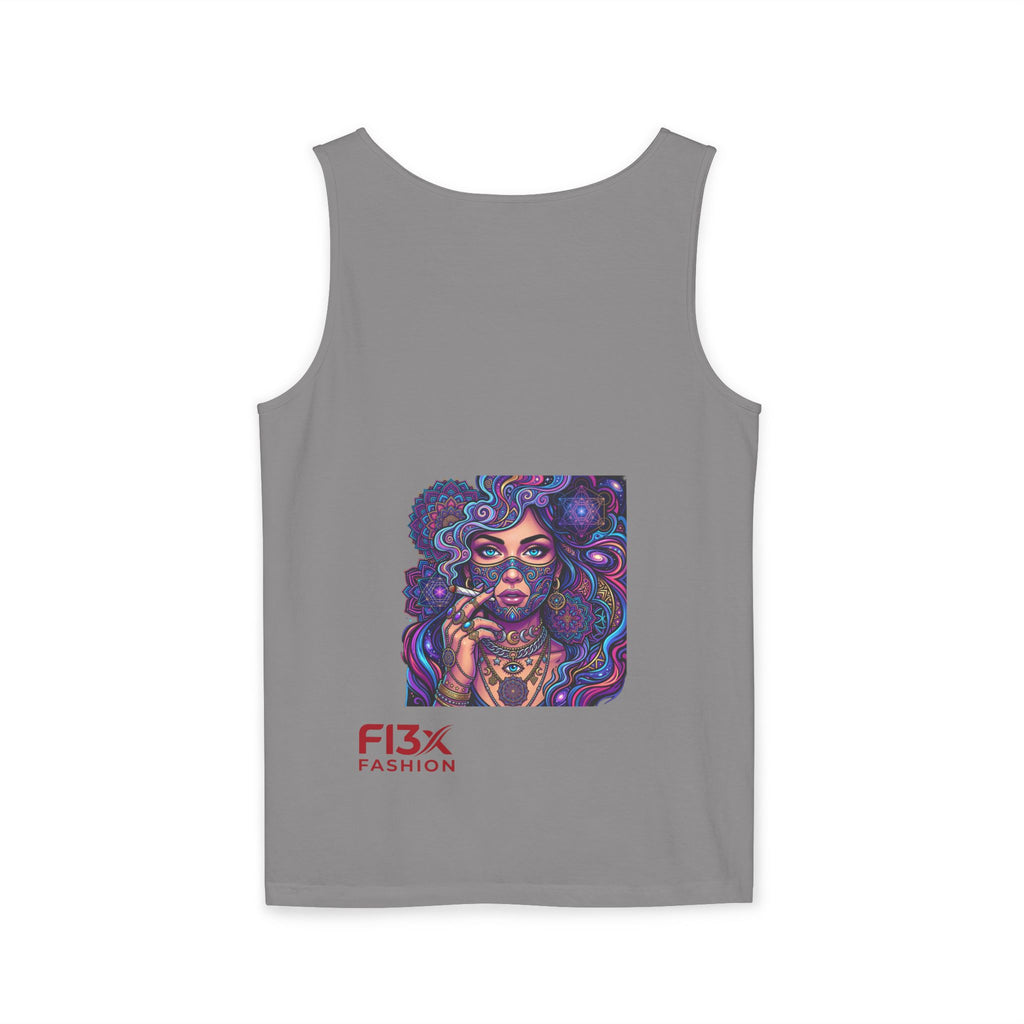 Graphic Tank Top - Colorful Cosmic Woman Illustration