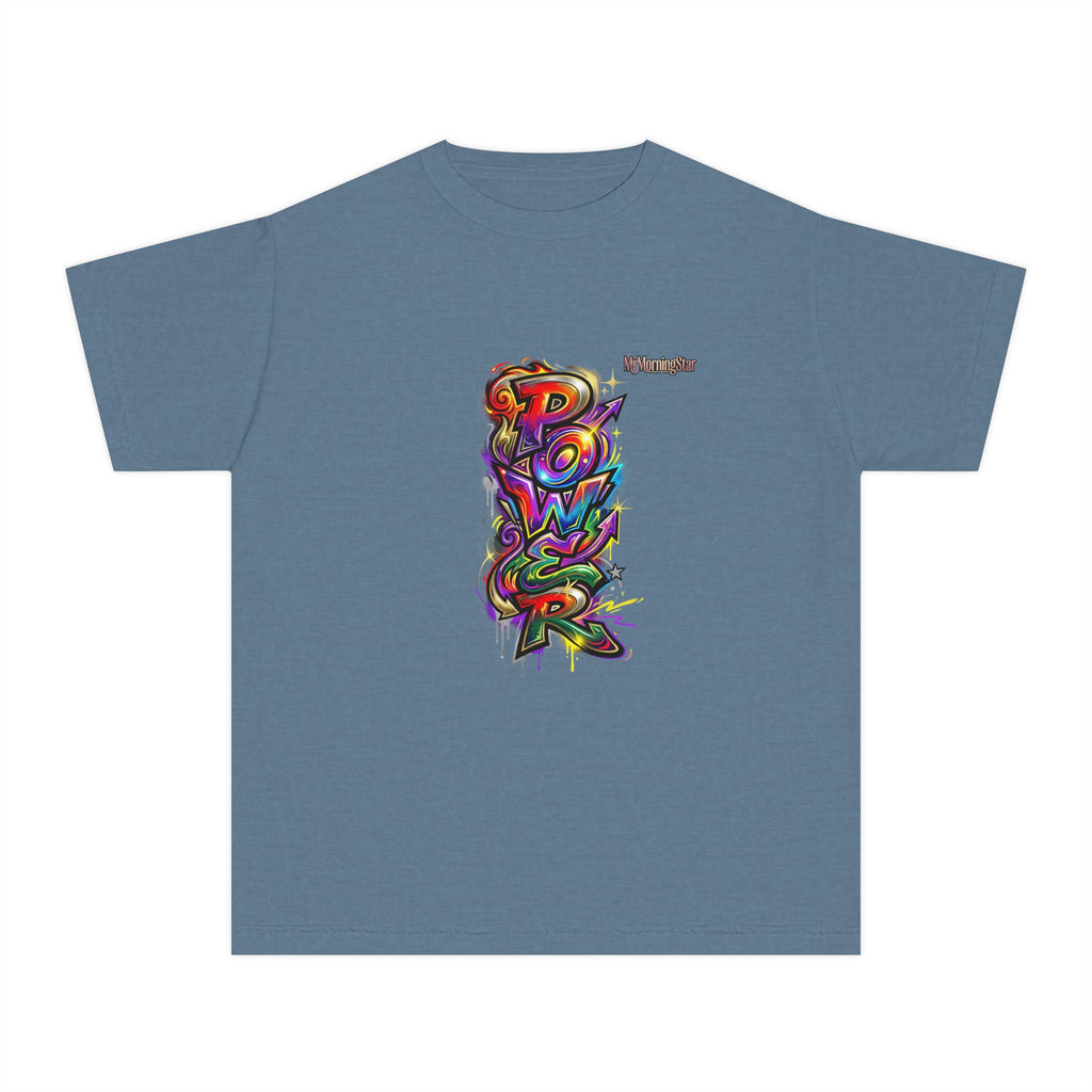 Youth Tee - Colorful 'Power' Graffiti Vertical Graphic