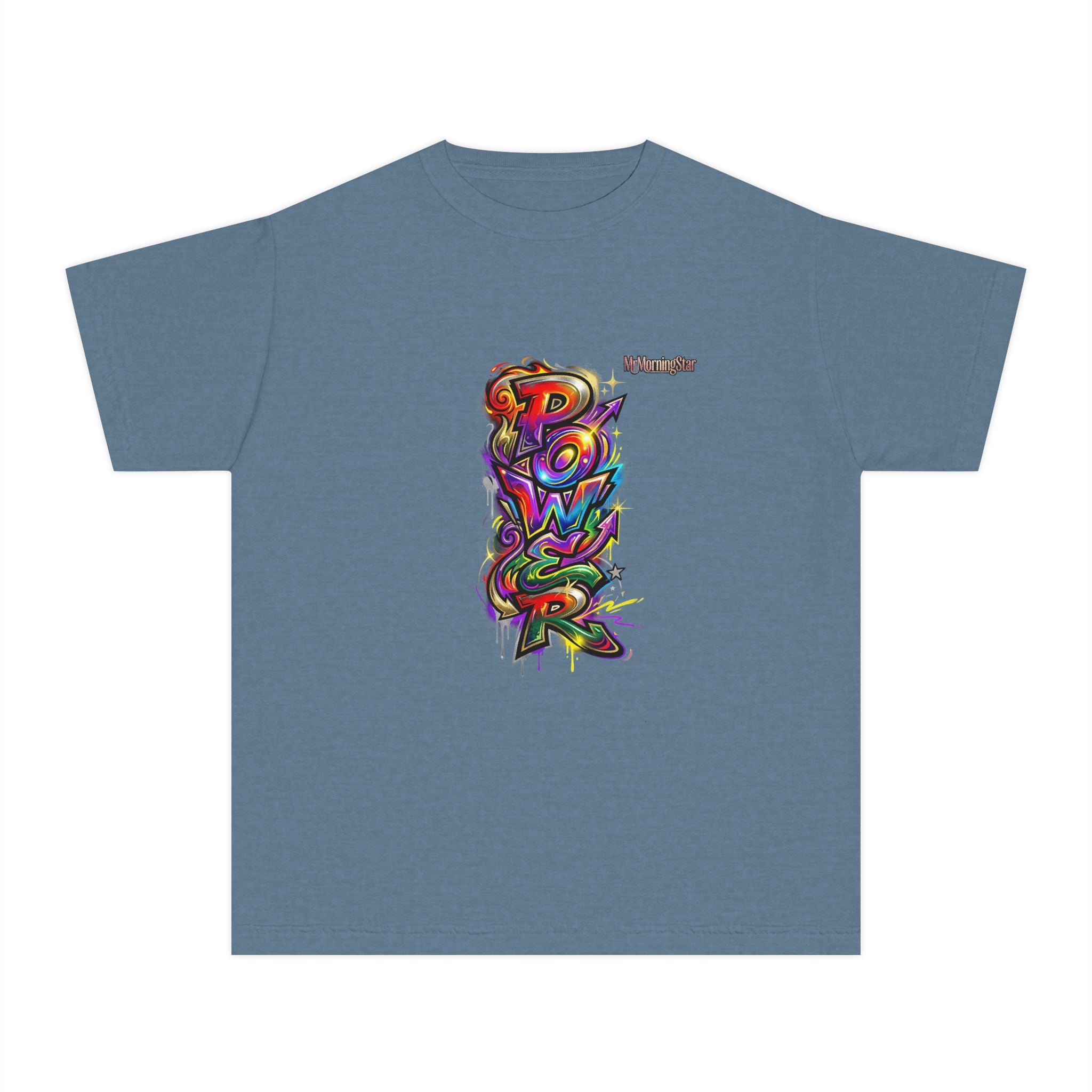 Youth Tee - Colorful 'Power' Graffiti Vertical Graphic