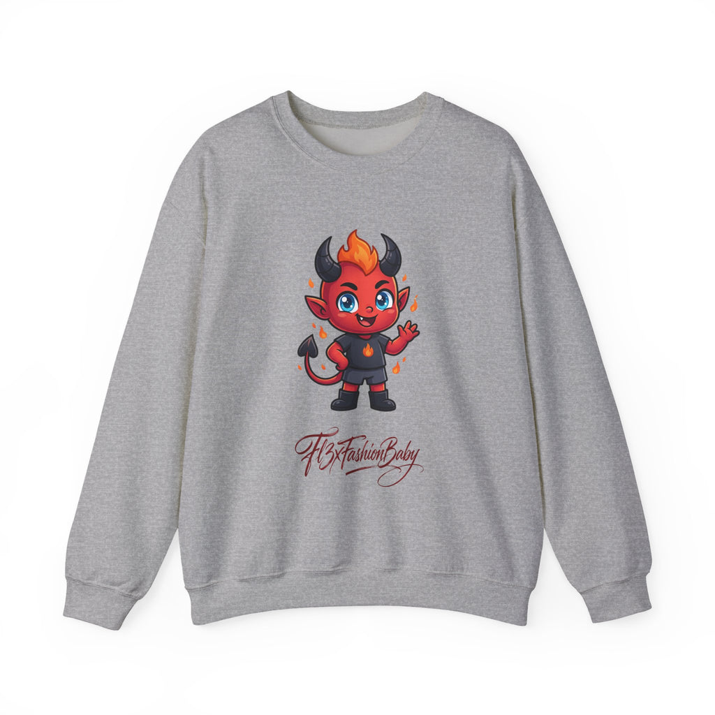 Cute Little Devil Crewneck Sweatshirt — 'Flirtatious Baby' Graphic