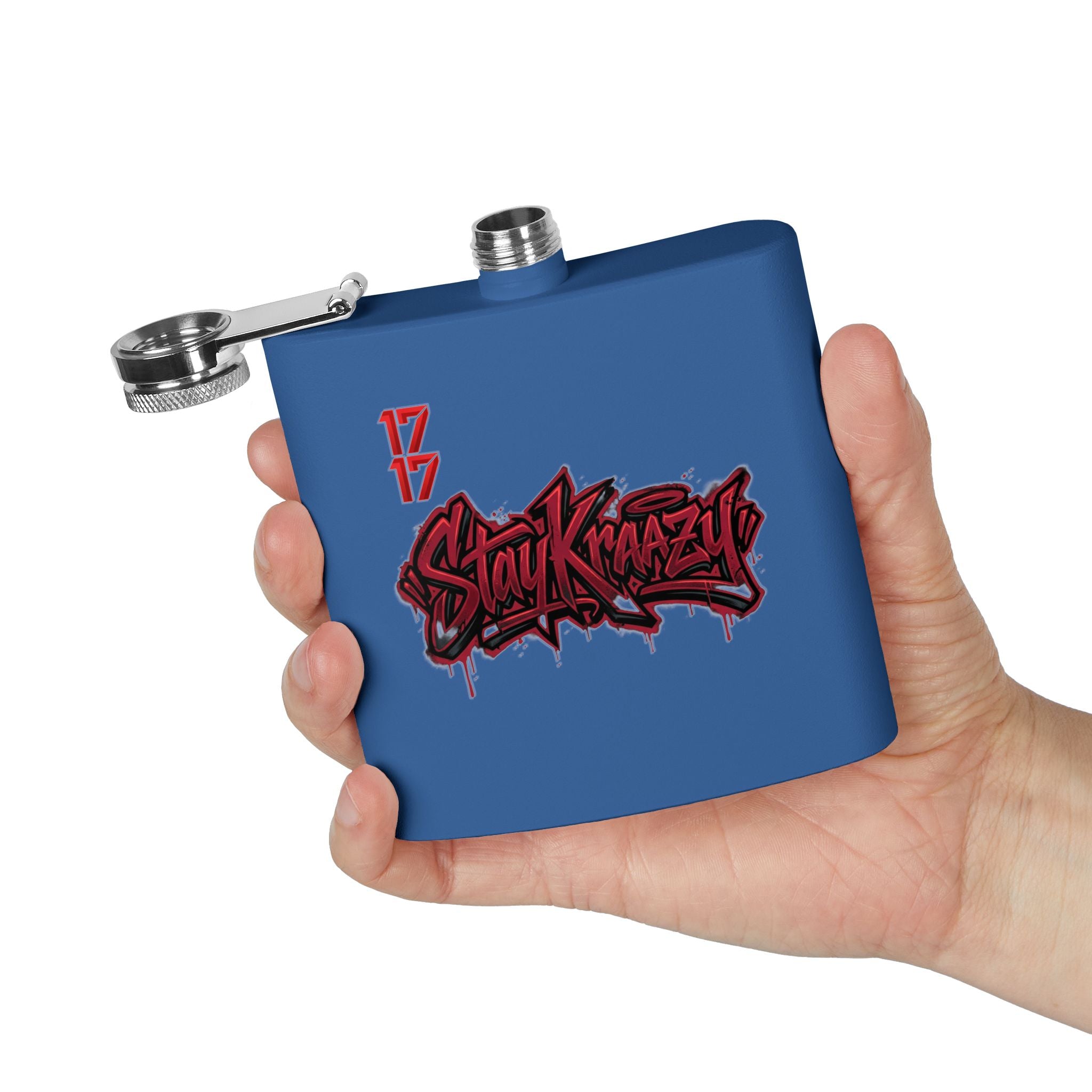 Flask — 'Stay Krazy' Graffiti Stainless Steel 6oz Hip-Hop Flask