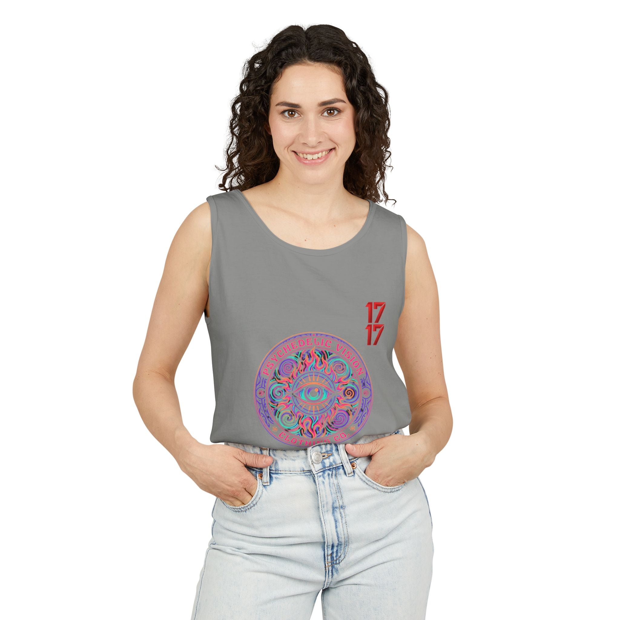Psychedelic Vision Tank Top — Retro Eye Mandala Graphic