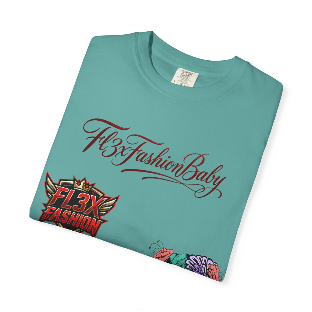 Artistic Floral Portrait T-Shirt — 'Fl3xFashionBaby' Graphic Tee