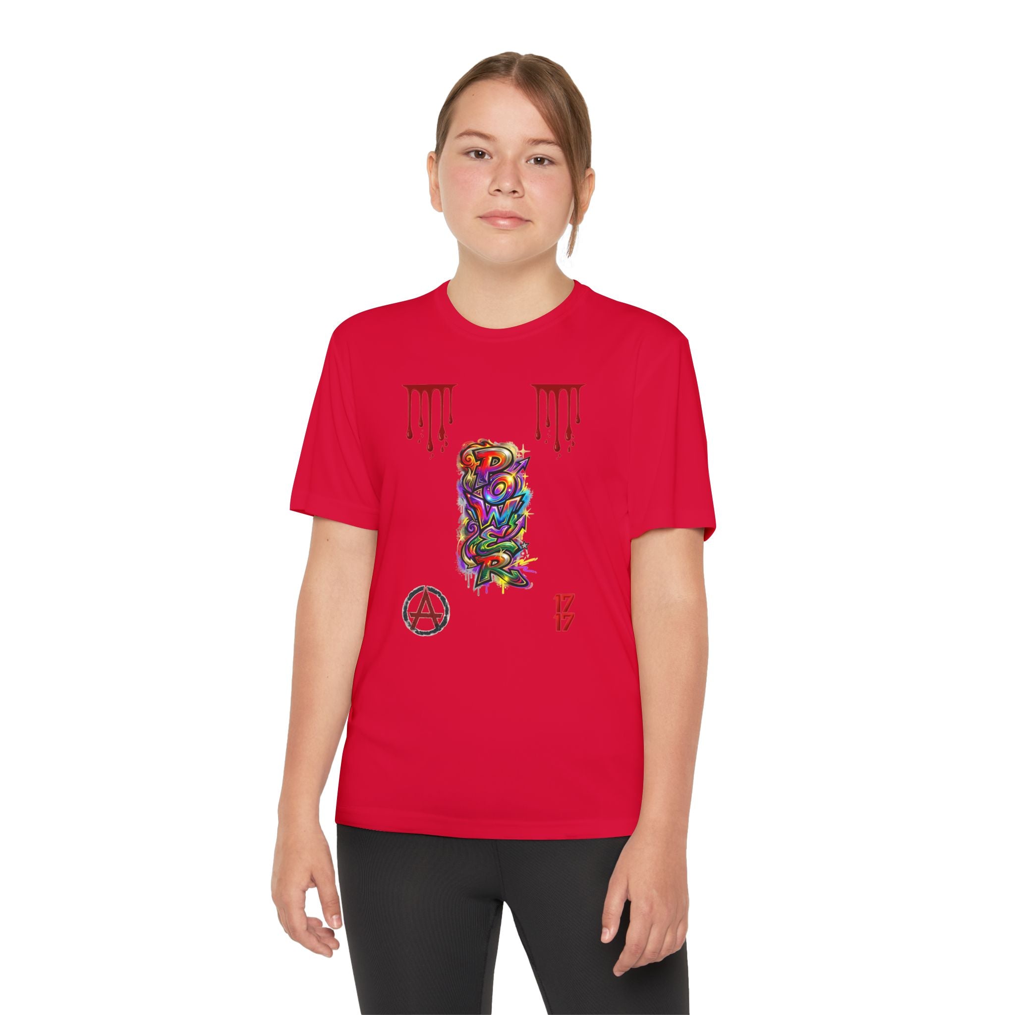 Youth Competitor Tee — Colorful Graffiti Anarchy Graphic T-Shirt