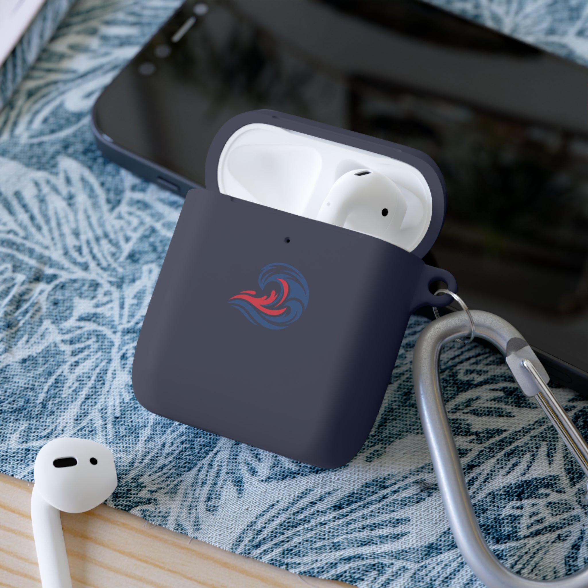 Wave Crest AirPods Case Cover - Patriotic Red White Blue Swirl