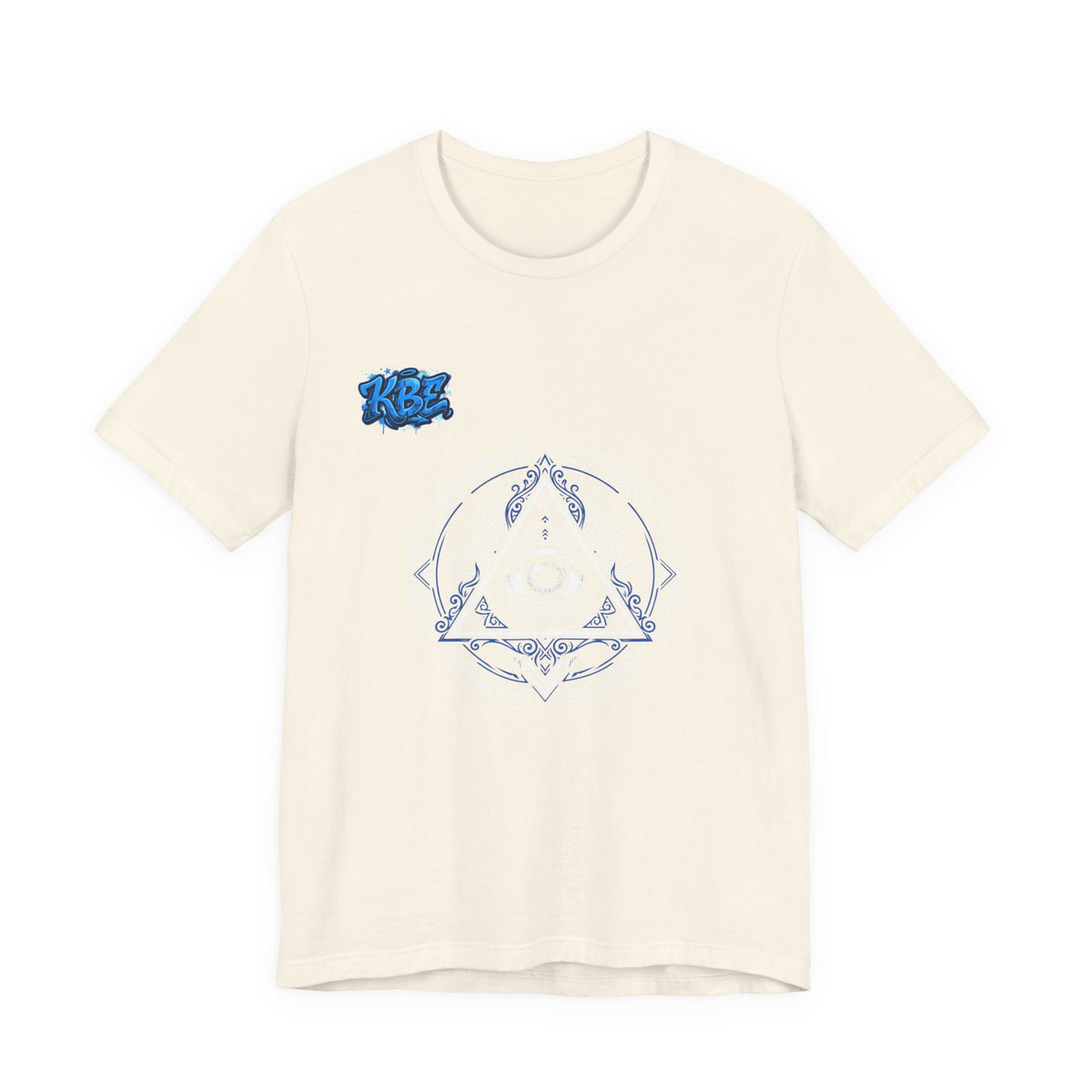 Mystic Moon Mandala Tee — Blue Crescent Graphic T-Shirt