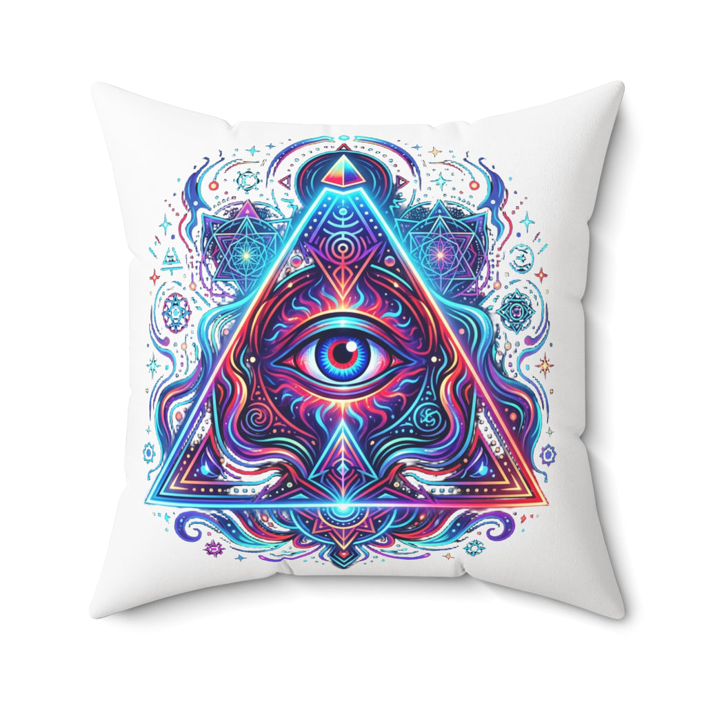 Mystic Third Eye Triangle Pillow - Psychedelic Spiritual Decorative Throw