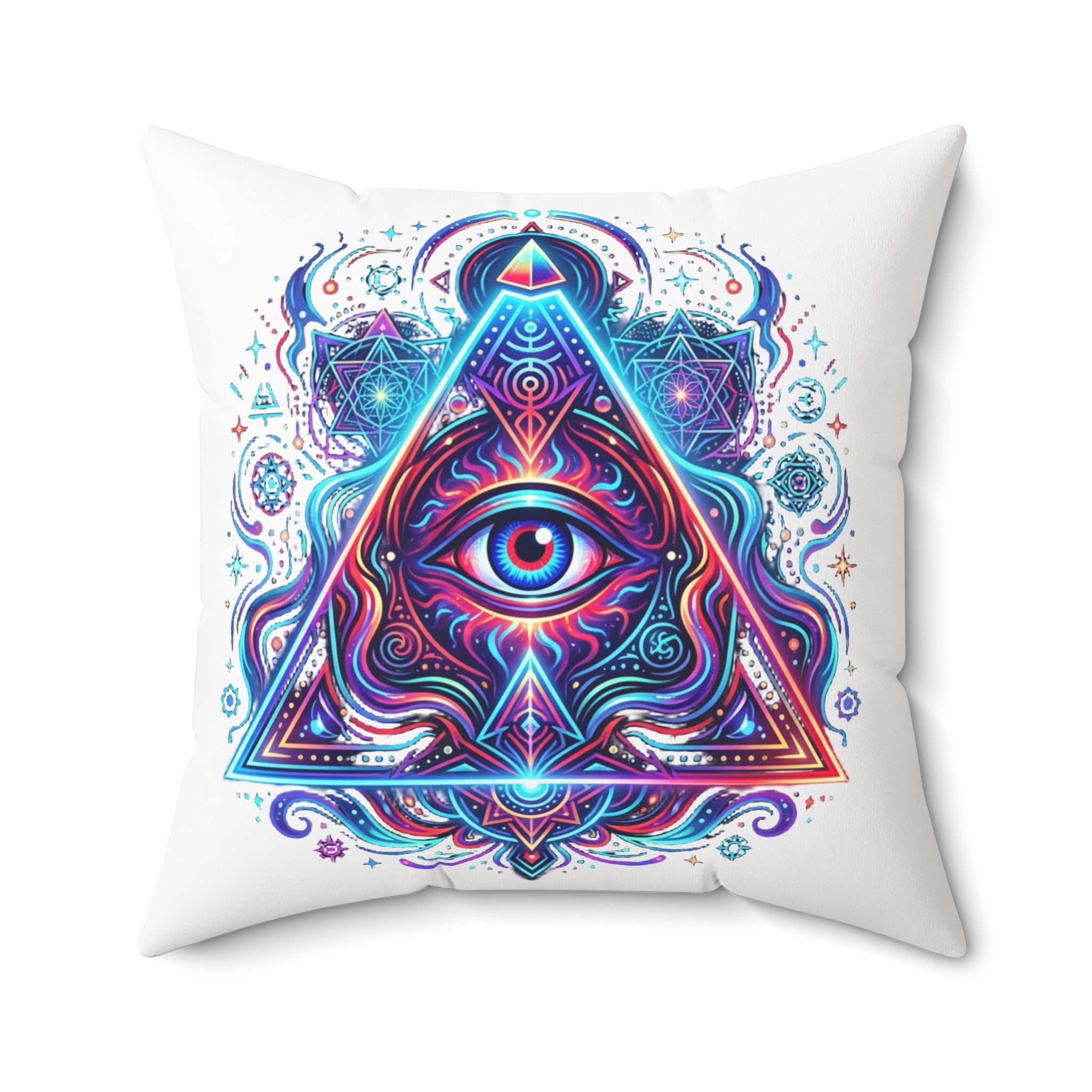 Mystic Third Eye Triangle Pillow - Psychedelic Spiritual Decorative Throw
