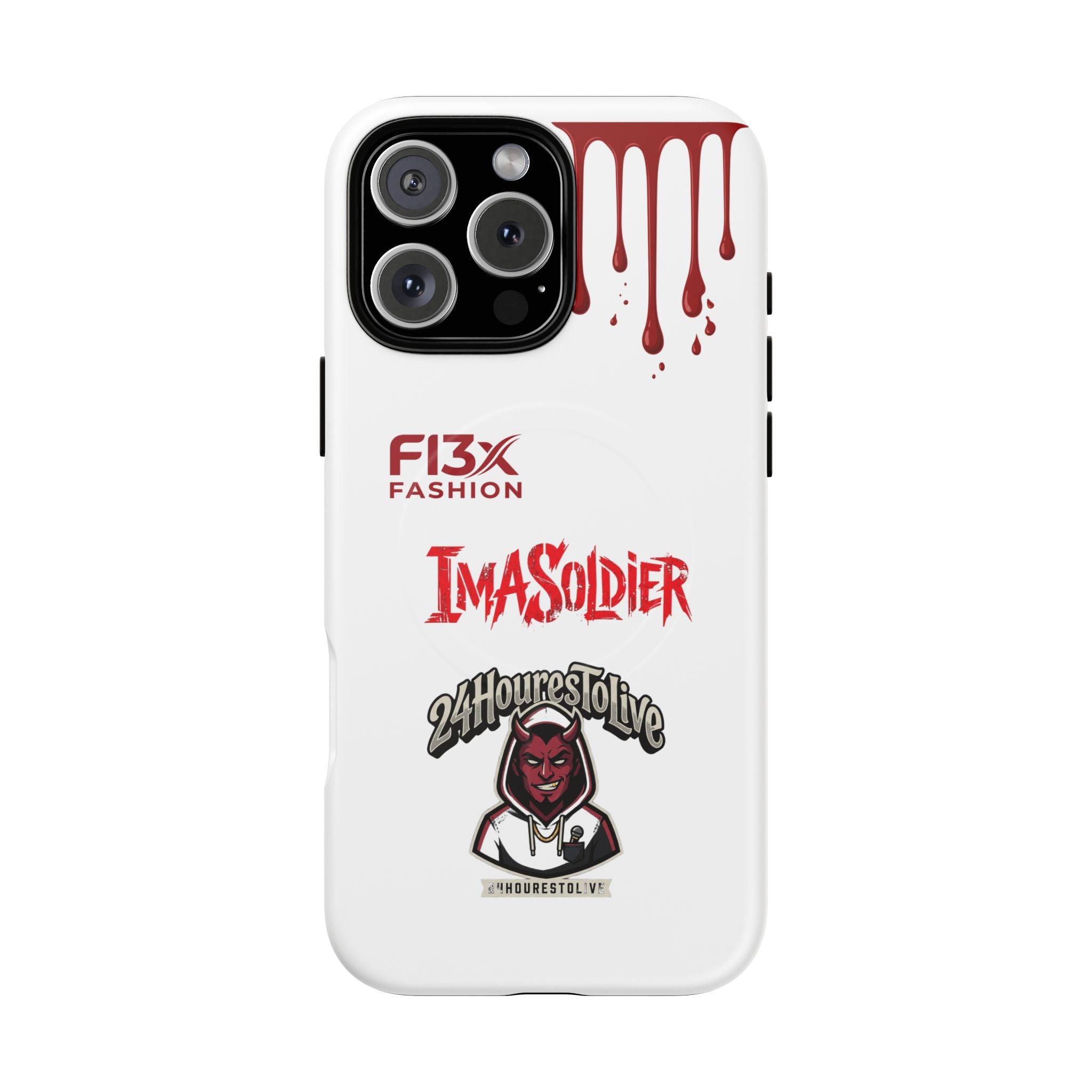 Tough Magnetic Phone Case — 'ImASoldier' Blood Drip Gaming Design
