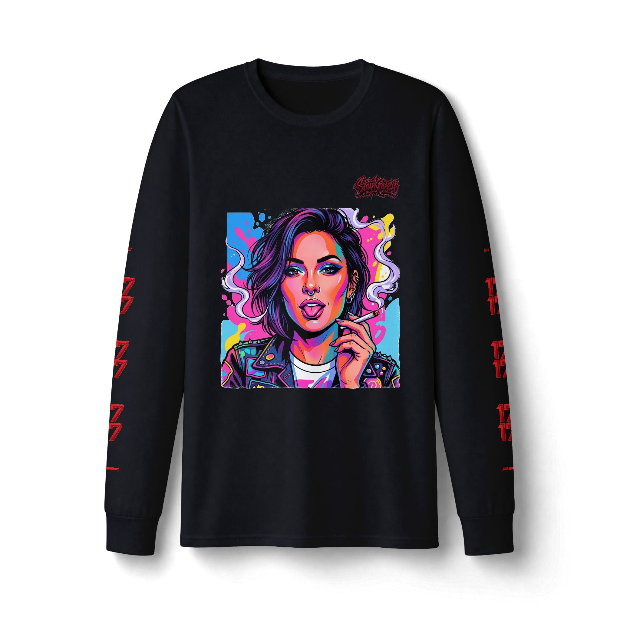 Long Sleeve Tee — Neon Pop Portrait Graphic
