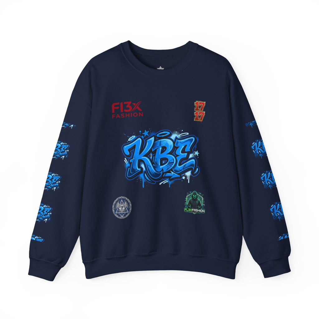 KBZ Graffiti Crewneck Sweatshirt – Streetwear Pullover with Blue Urban Tag Design