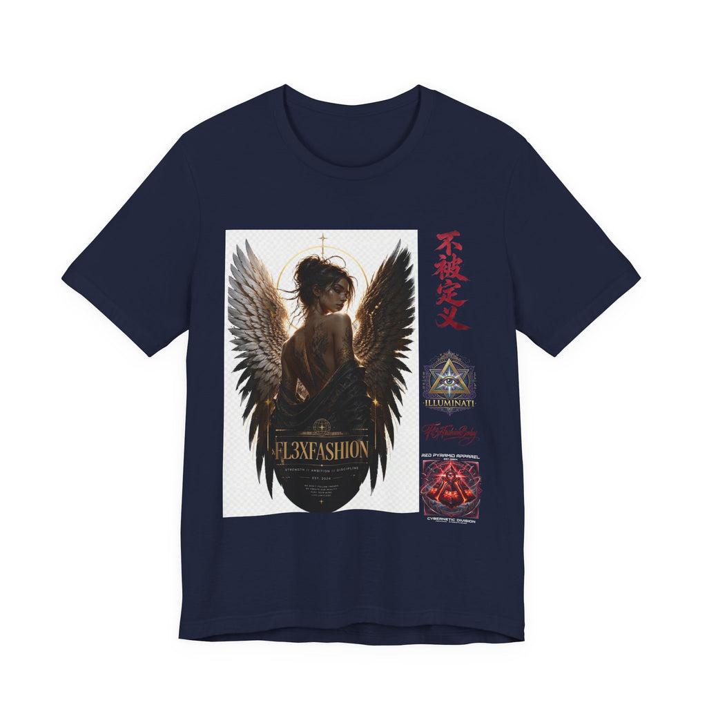 Angel Wings Graphic Tee — '不被定义' Asian-Inspired Dark Angel T-Shirt