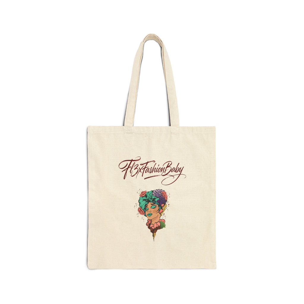 The Fashion Baby Cotton Tote Bag — Illustrated Vintage Portrait Canvas Tote