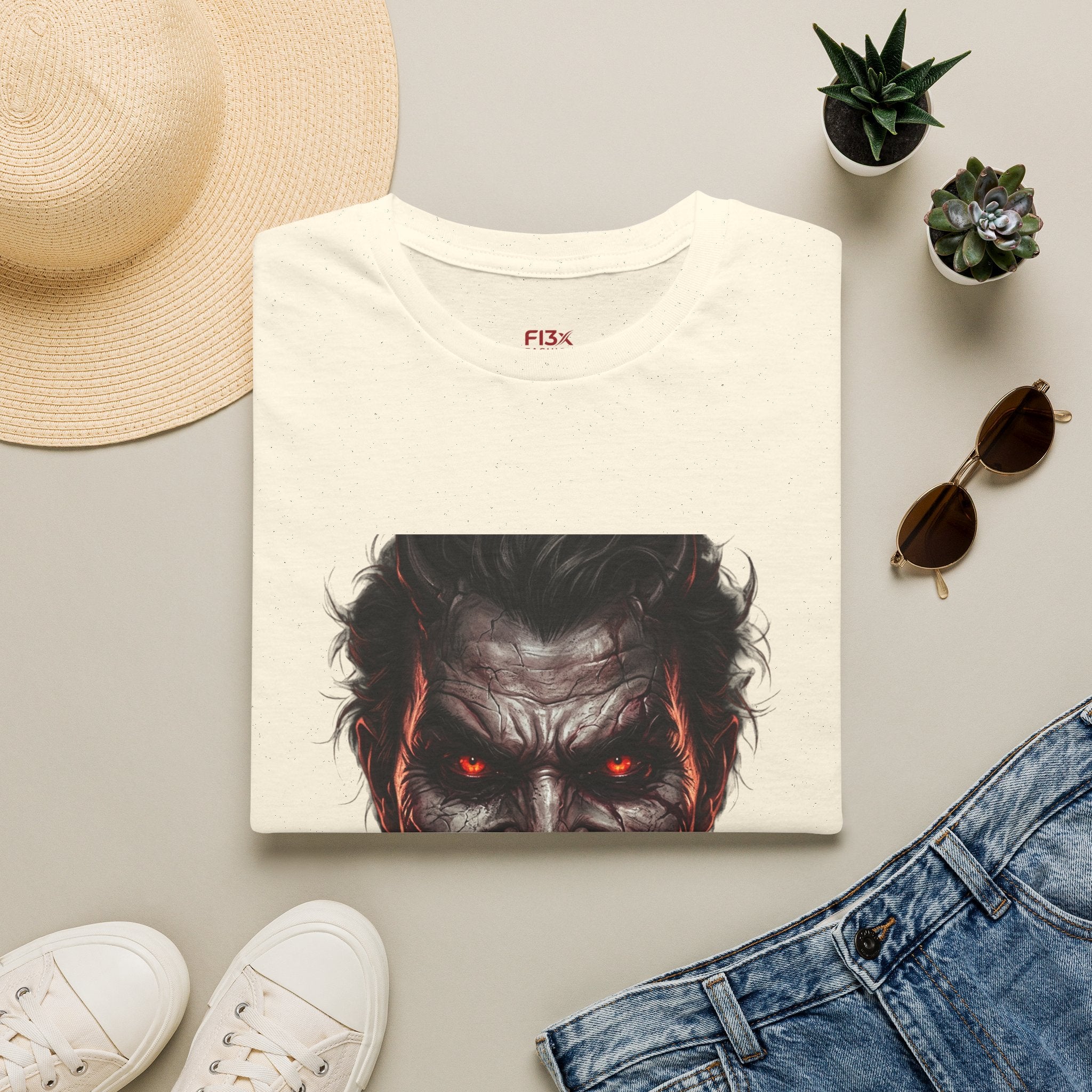 Horror Joker Face T-Shirt — Red-Eyed Villain Graphic Tee