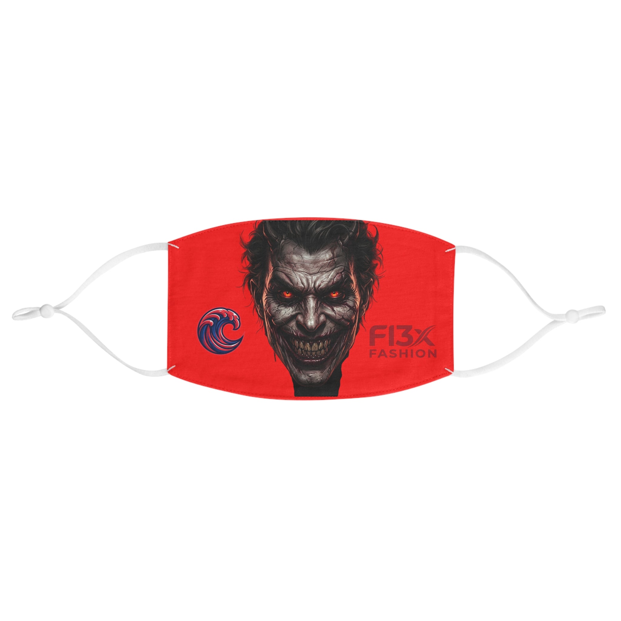 Sinister Joker Face Mask - Red Horror Graphic Fabric Mask