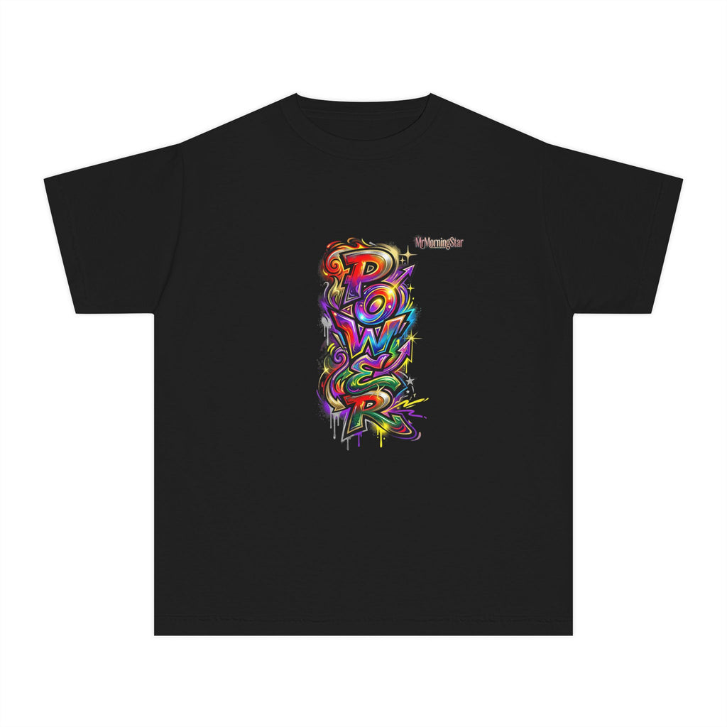 Youth Tee - Colorful 'Power' Graffiti Vertical Graphic