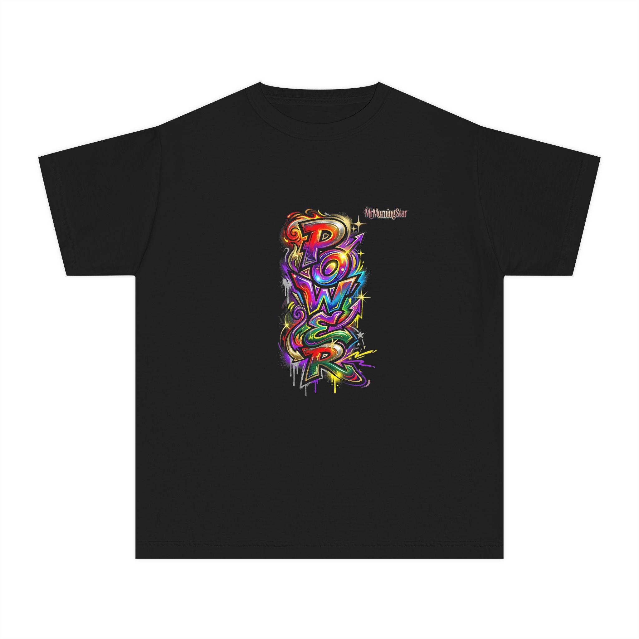 Youth Tee - Colorful 'Power' Graffiti Vertical Graphic