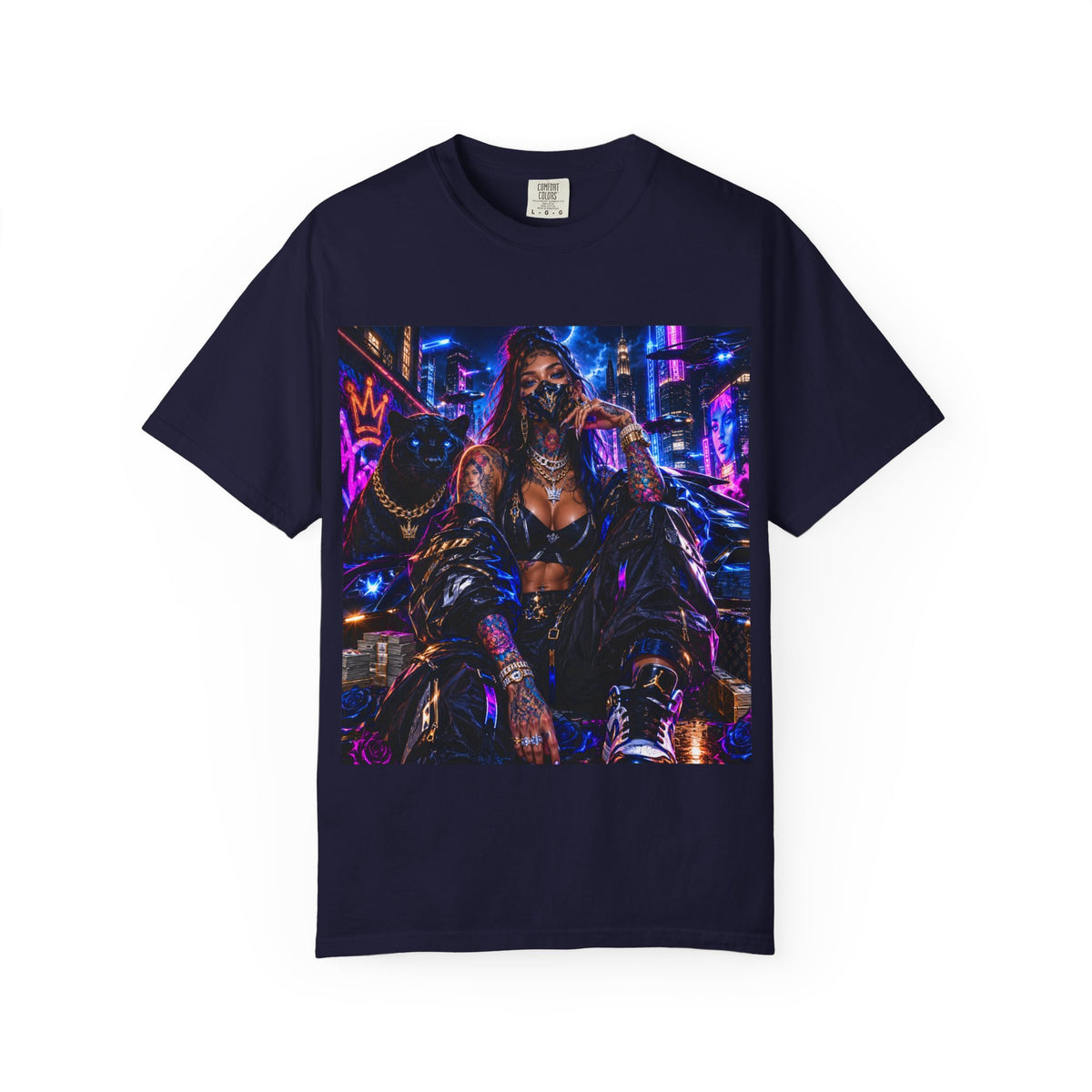 Cyberpunk Streetwear T-Shirt — "Fl3x Fashion Omertà" Graphic