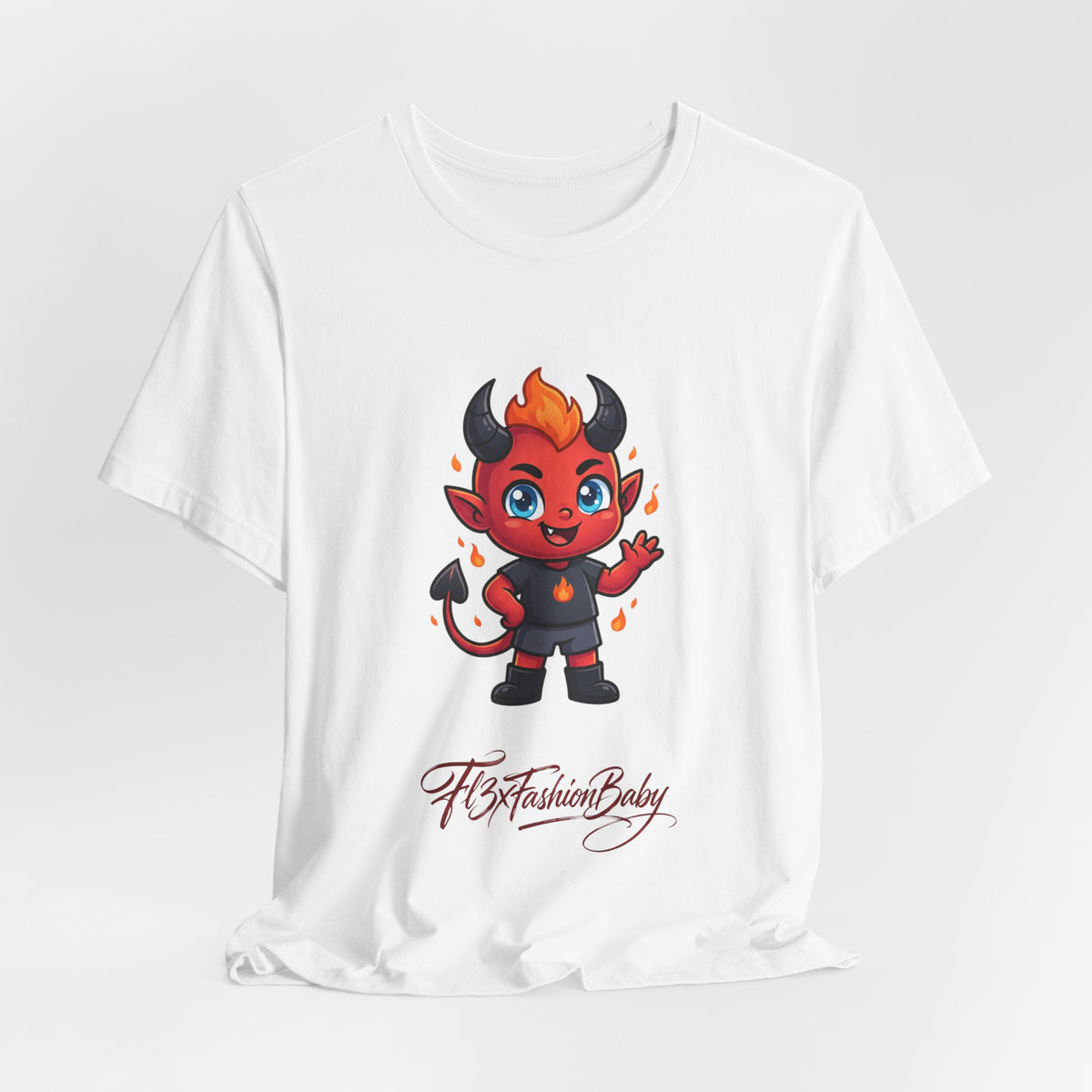 Devil Baby Graphic Tee — Cute Red Demon Cartoon Shirt