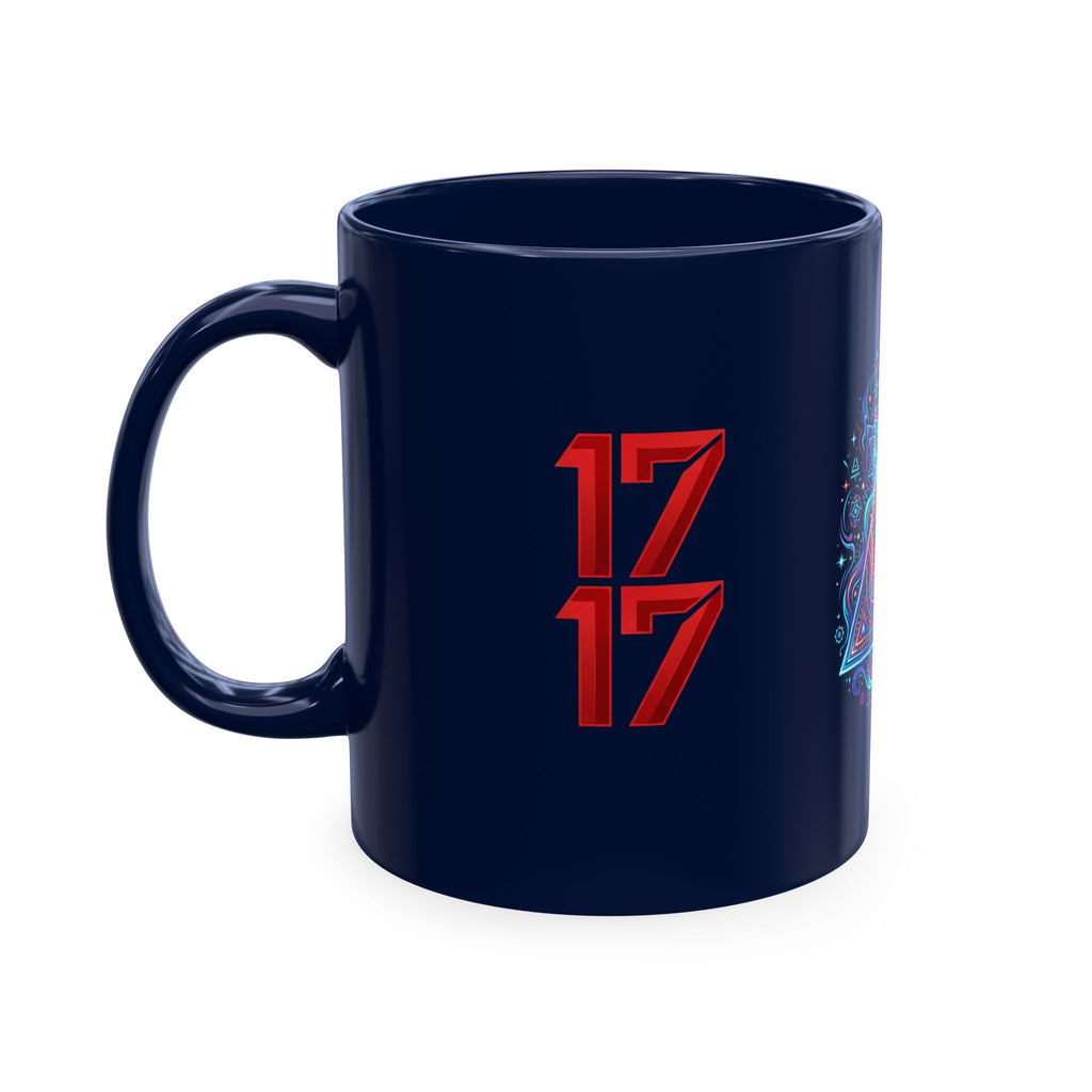 Ceramic Mug — Mystic Third Eye Pyramid Design with 7/17 Red Numerals
