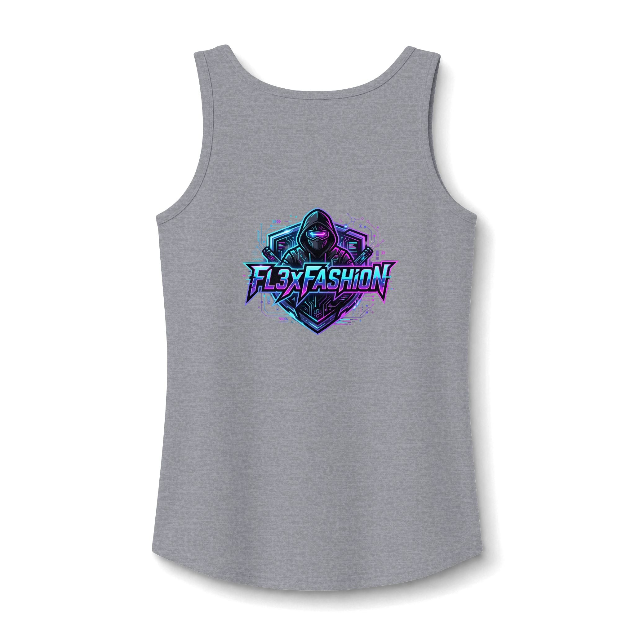 Graphic Gamer Hoodie Tank — 'Flex Fashion' Neon Gamer Logo Women's Tank