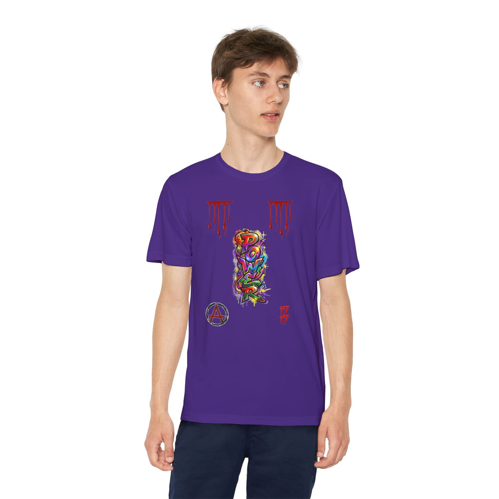 Youth Competitor Tee — Colorful Graffiti Anarchy Graphic T-Shirt
