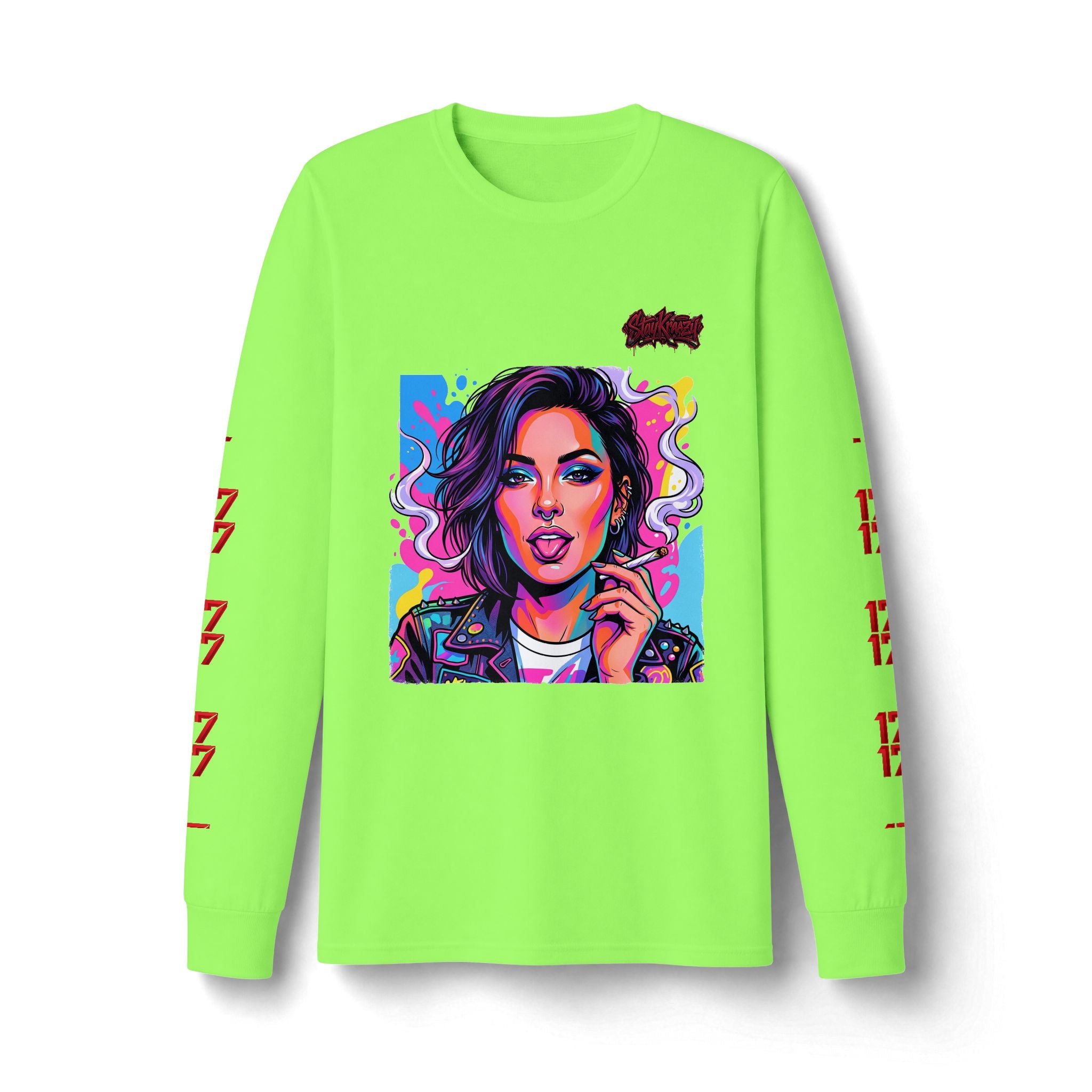 Long Sleeve Tee — Neon Pop Portrait Graphic