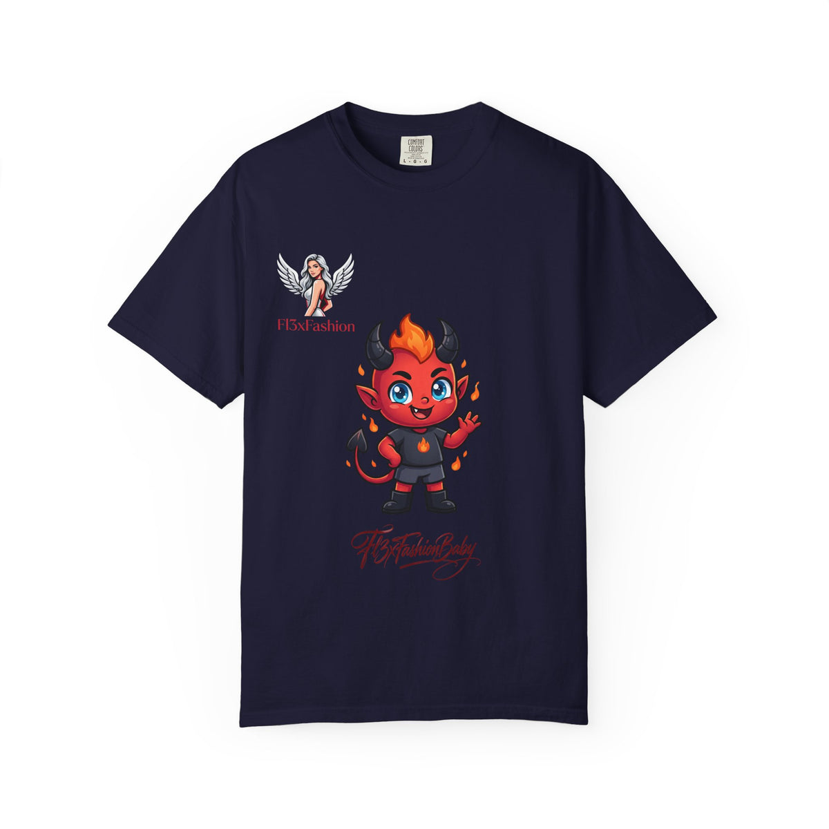 Devil Cartoon Graphic T-Shirt — Fiery Cute Demon Design