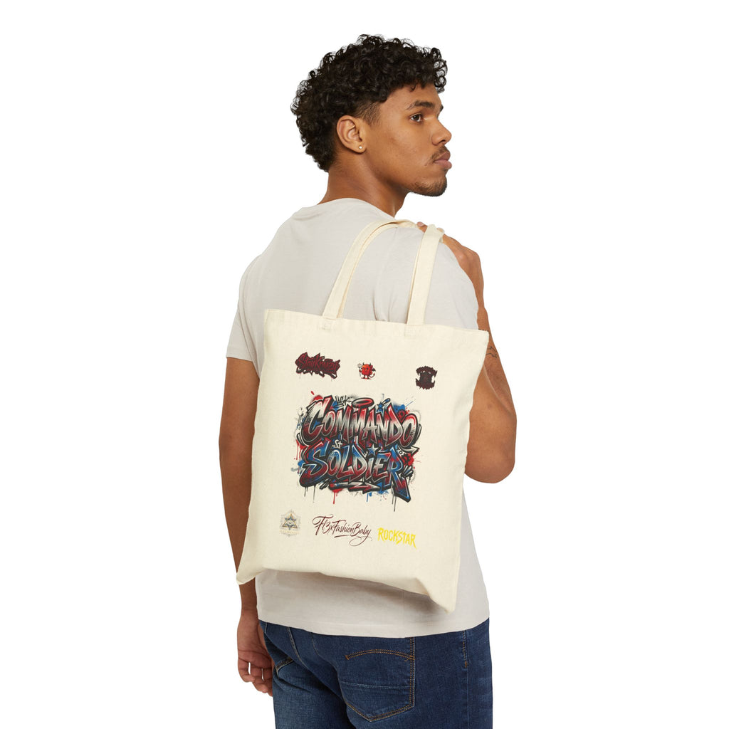 Commando Soldier Graffiti Cotton Tote
