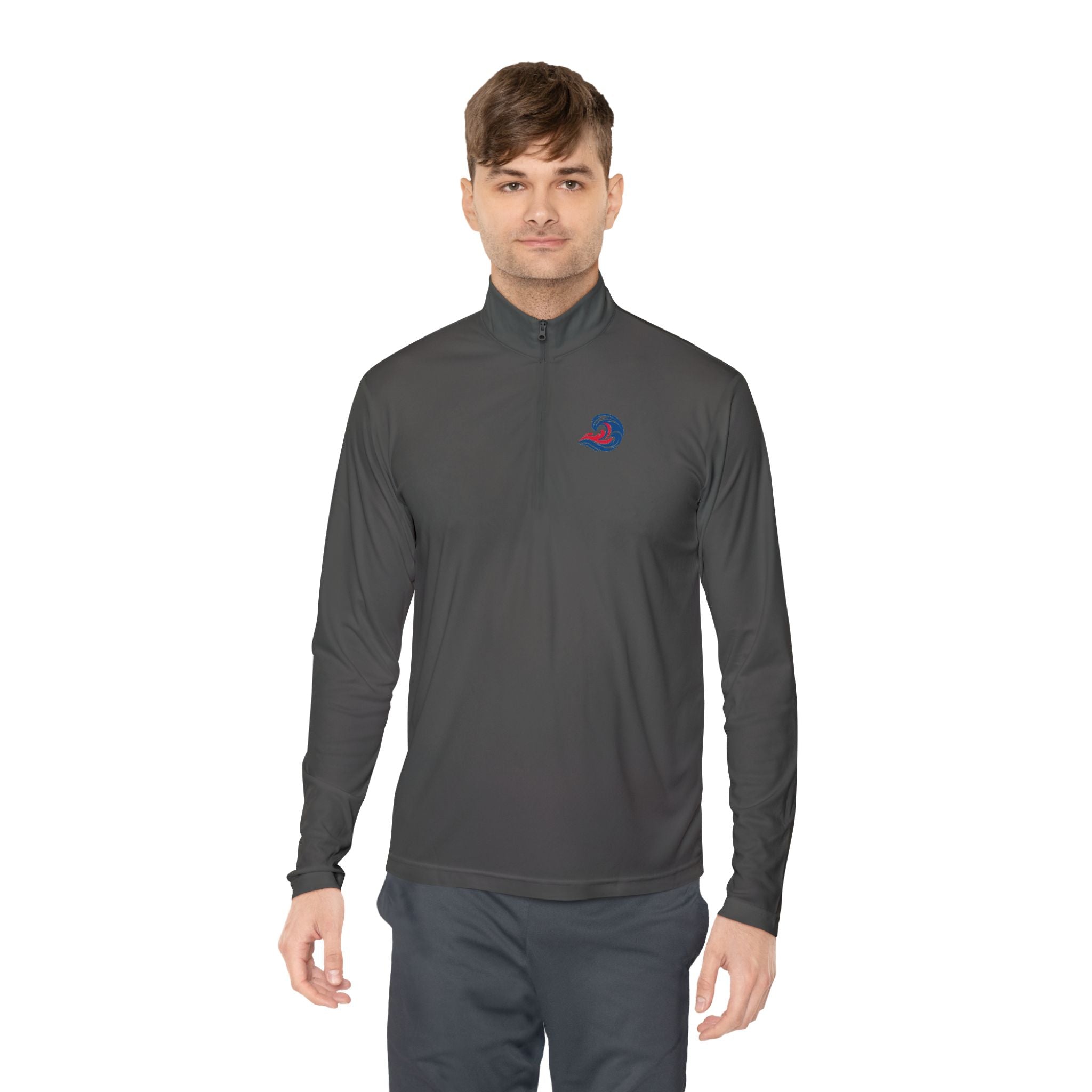Quarter-Zip Pullover — Coastal Wave Logo Pullover with Back Graphic