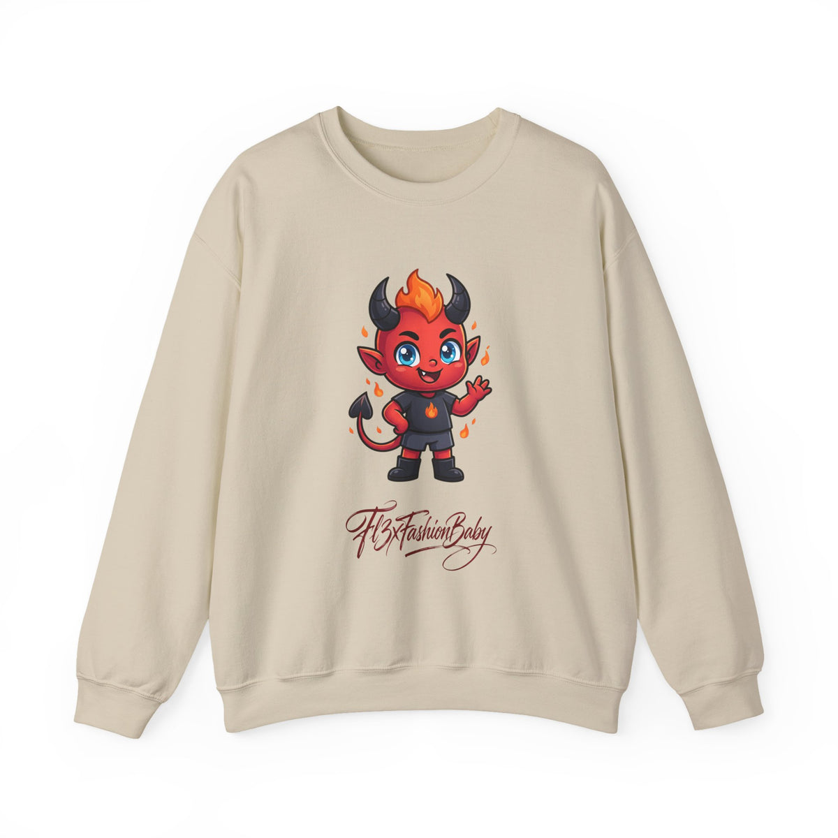 Cute Little Devil Crewneck Sweatshirt — 'Flirtatious Baby' Graphic