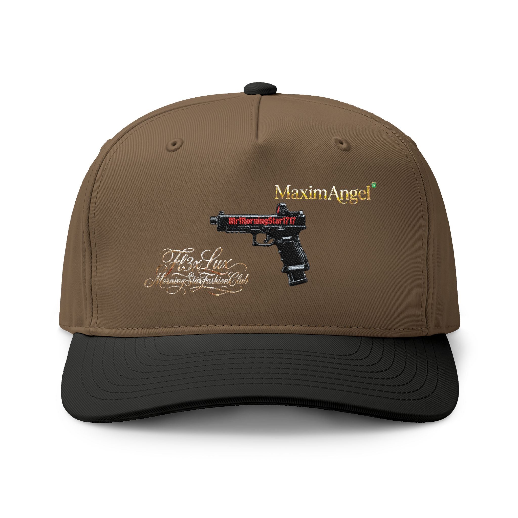Two-Tone Cap — Embroidered Handgun Graphic "Marine Angel" Trucker Hat