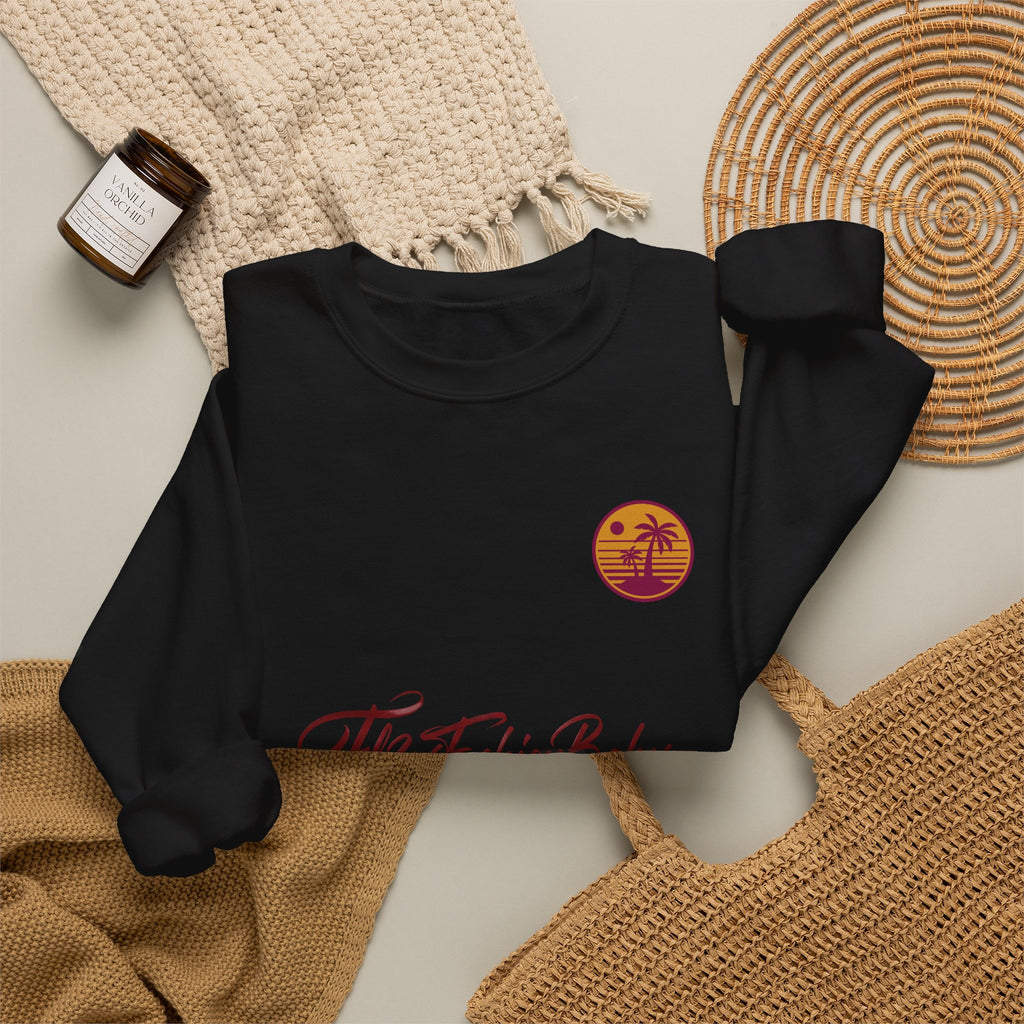 Crewneck Sweatshirt — 'FB3FashionBaby' Script with Sunset Logo