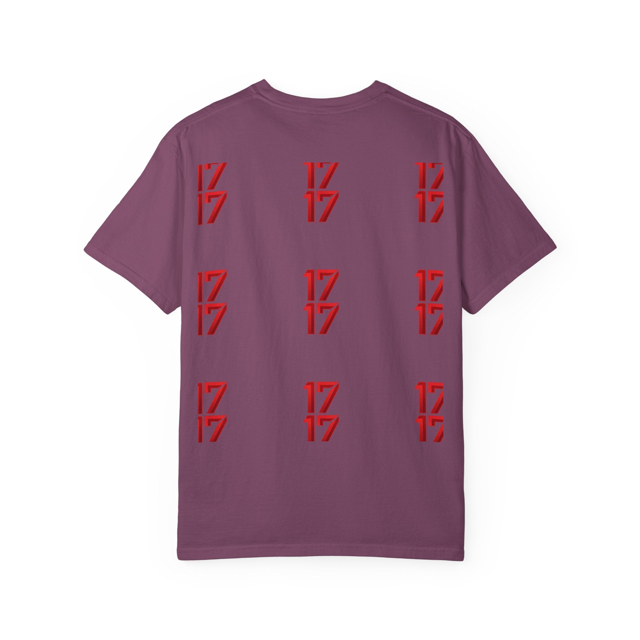 17 Pattern Graphic T-Shirt — Repeating Red Logo Tee