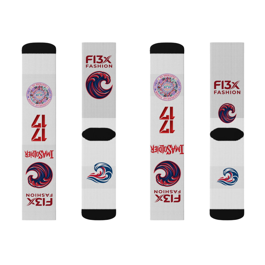 Custom Sublimation Logo Socks — F13X Fashion Branded Crew Socks