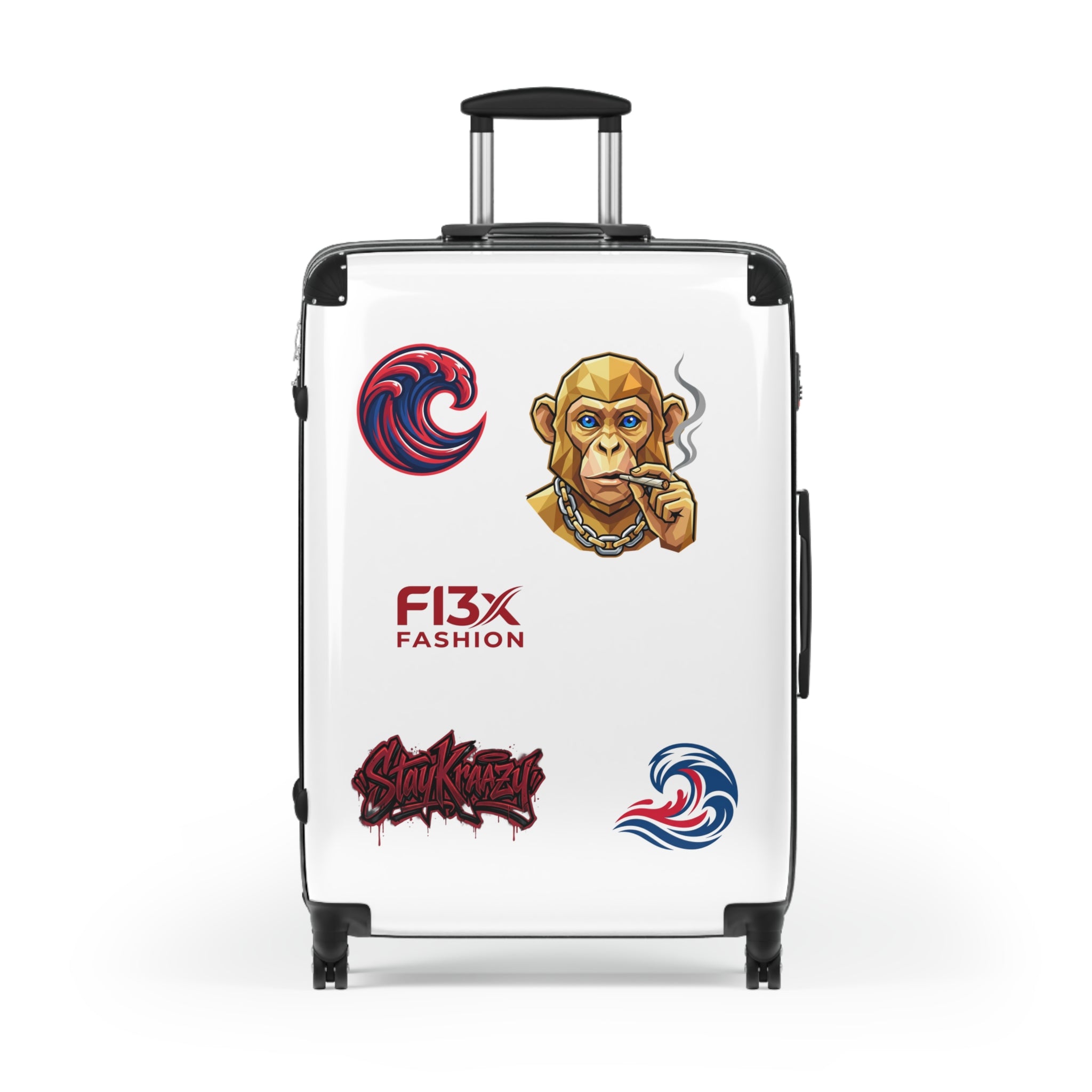Sticker-Graphic Carry-On Suitcase — Urban Monkey Patch Travel Luggage