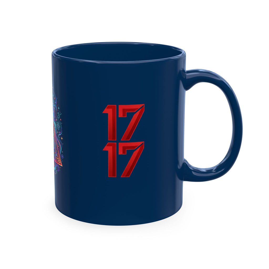 Ceramic Mug — Mystic Third Eye Pyramid Design with 7/17 Red Numerals