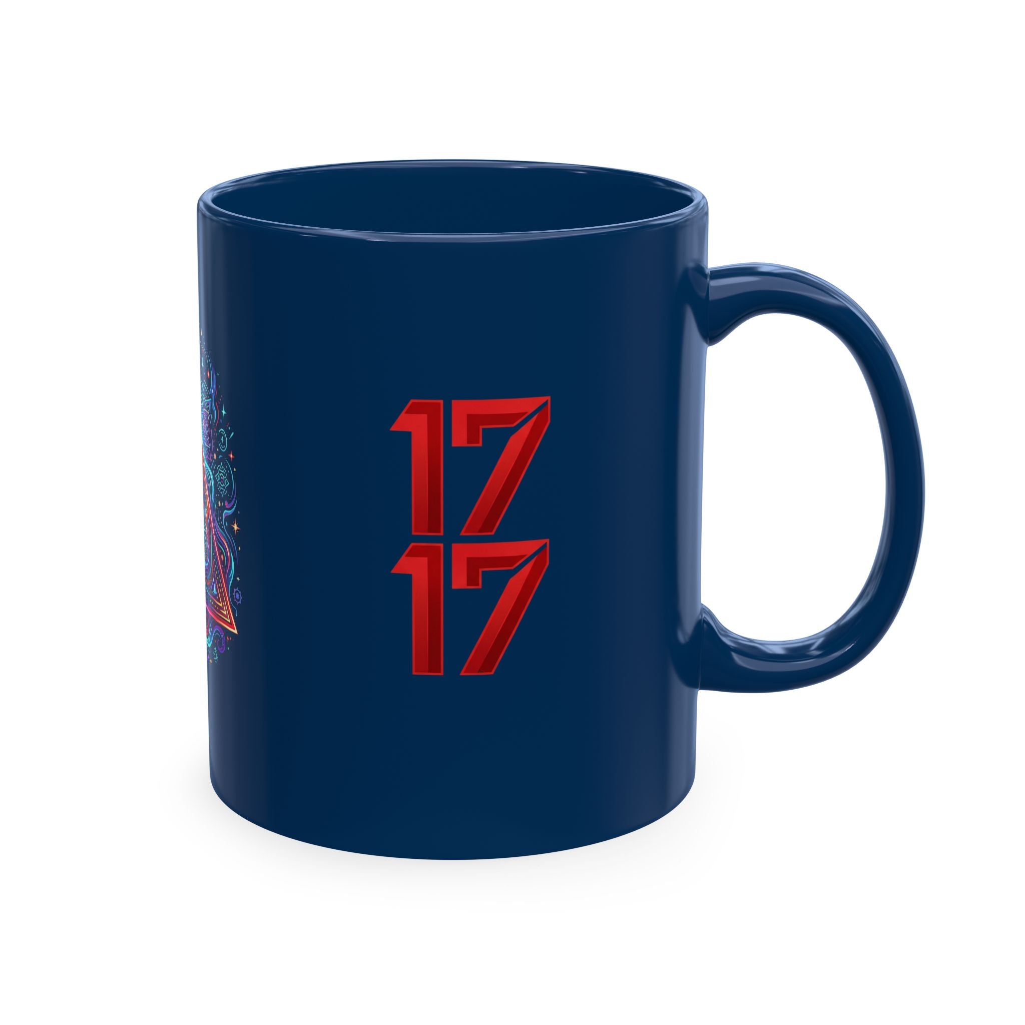 Ceramic Mug — Mystic Third Eye Pyramid Design with 7/17 Red Numerals
