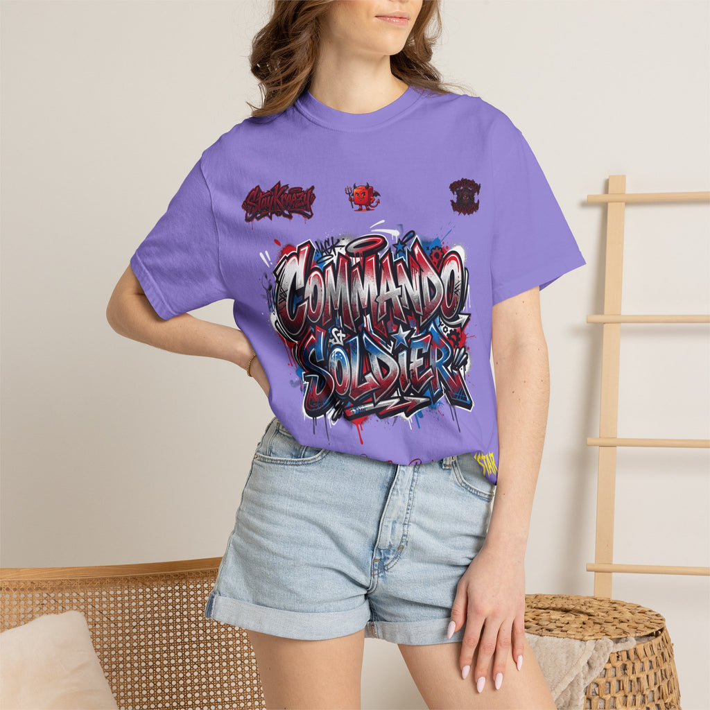 Commando Soldier Graphic T-Shirt — Streetwear Graffiti Design