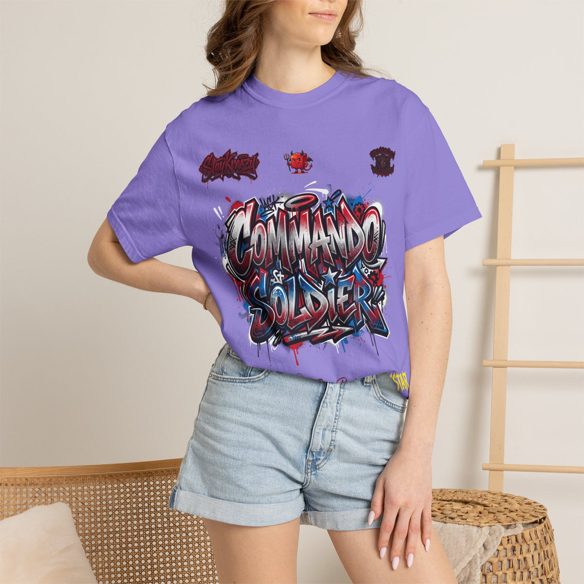 Commando Soldier Graphic T-Shirt — Streetwear Graffiti Design