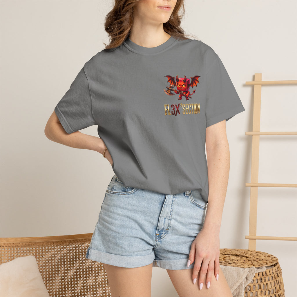 Devil Mascot T-Shirt — 'F13X Fashion' Graphic Tee (Front Chest & Back Print)