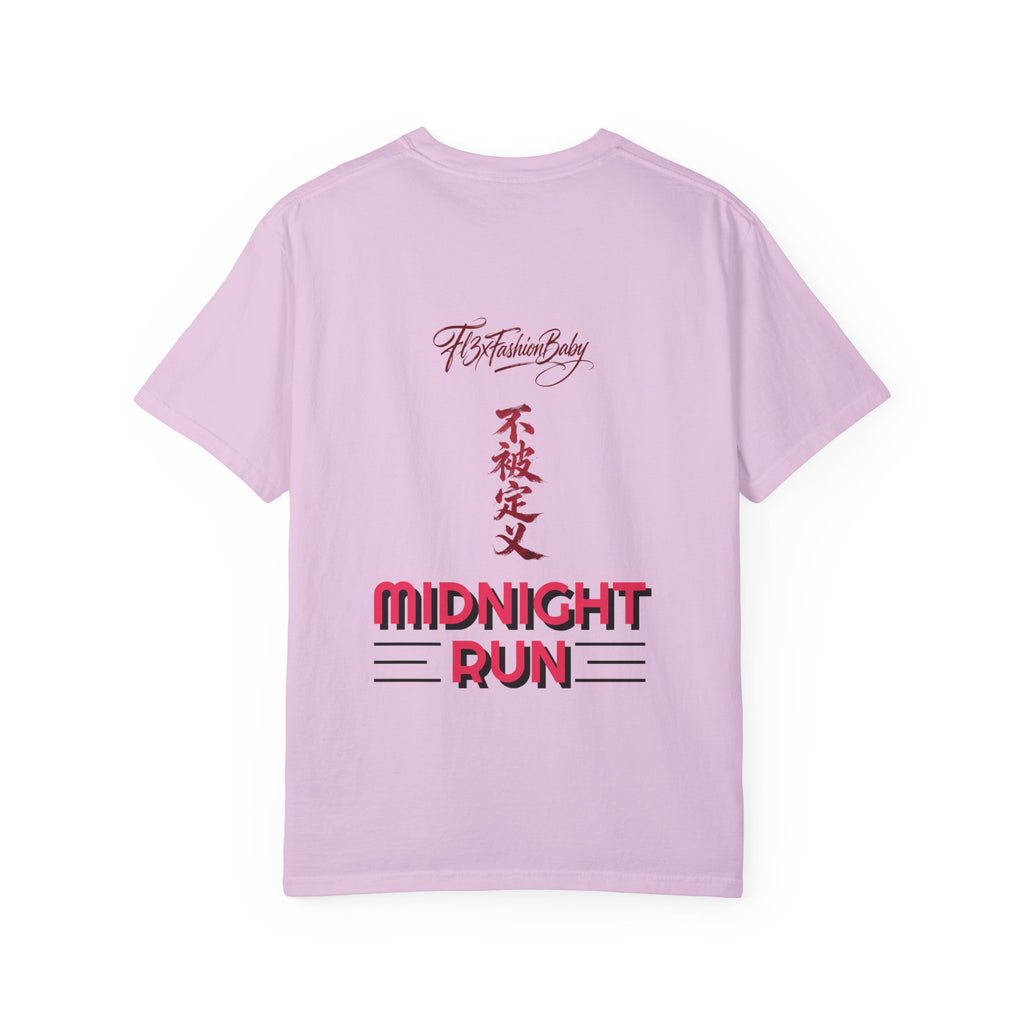 Midnight Run Tee — Vertical Japanese Script Graphic T-Shirt