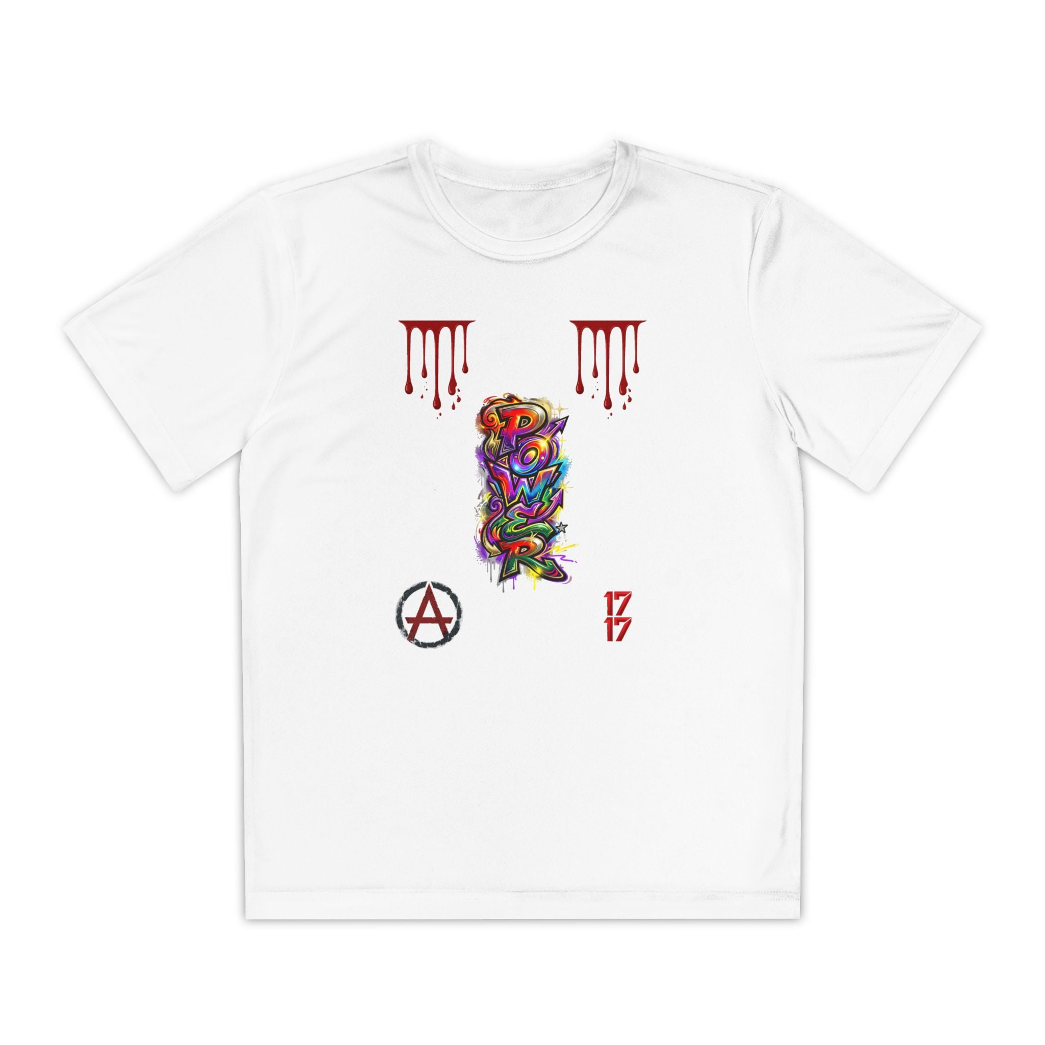 Youth Competitor Tee — Colorful Graffiti Anarchy Graphic T-Shirt