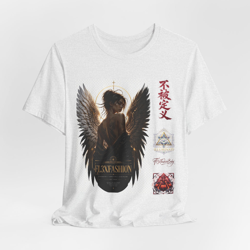 Angel Wings Graphic Tee — '不被定义' Asian-Inspired Dark Angel T-Shirt