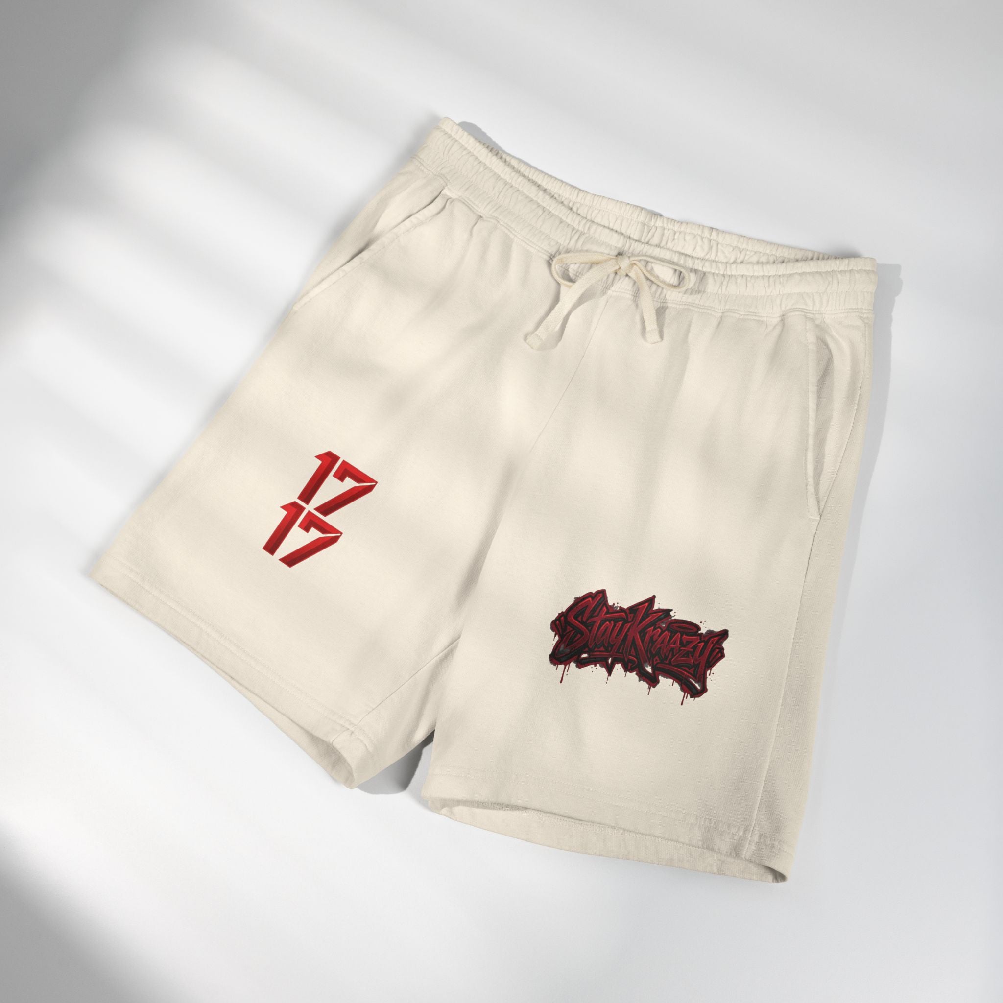 Fleece Sweat Shorts — Retro Egyptian Pyramids & 17 Graphic Lounge Shorts