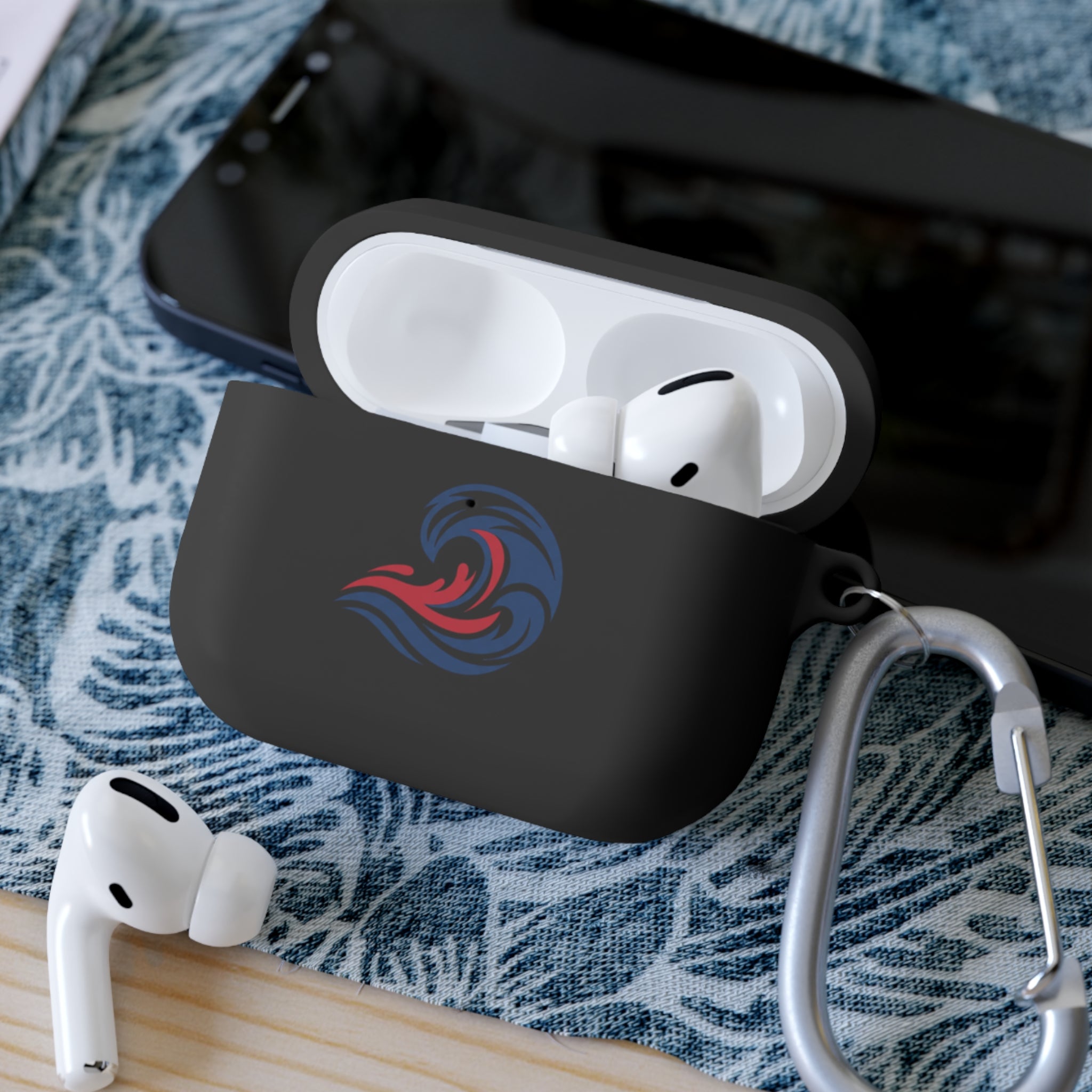 Wave Crest AirPods Case Cover - Patriotic Red White Blue Swirl